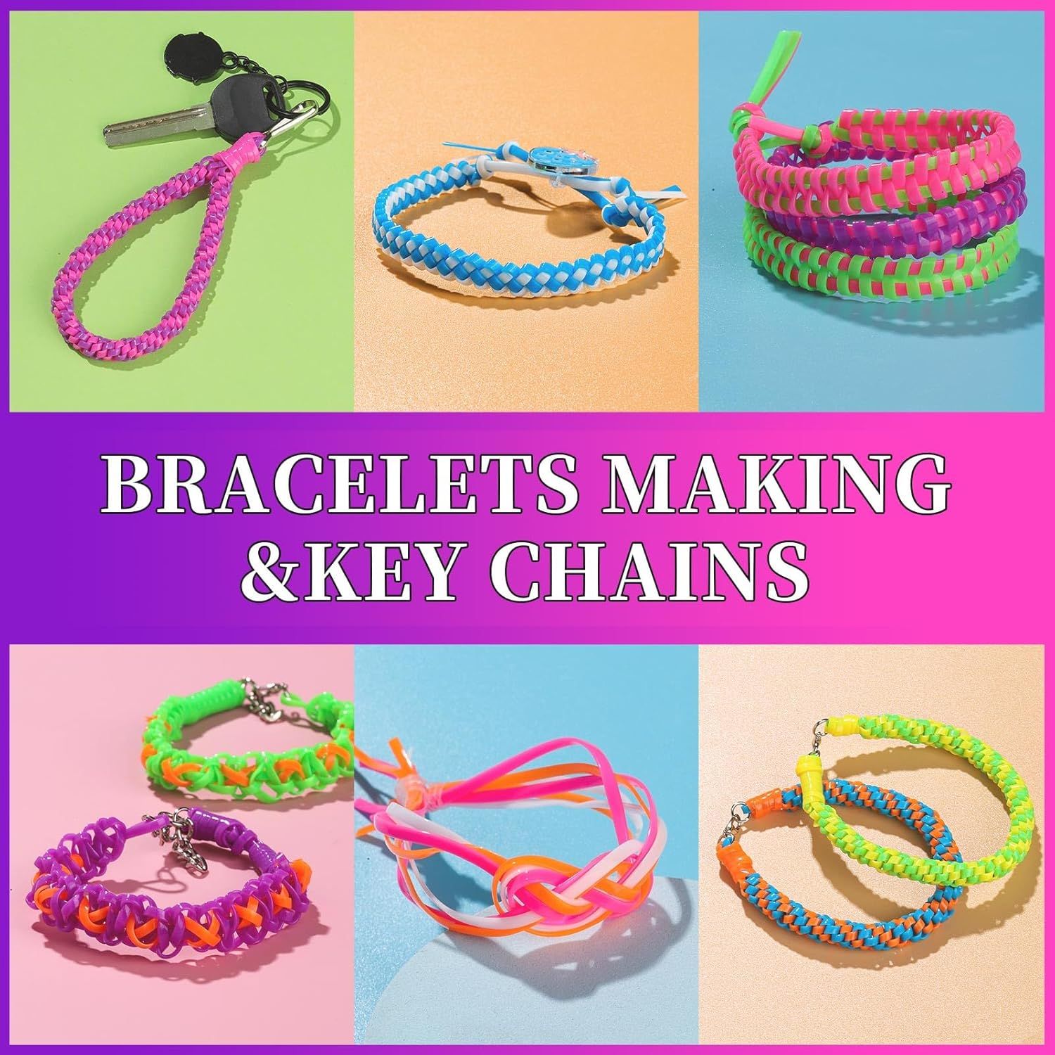 8 Color Lanyard Kit, Bright Color Lacing Cord, Lanyard String or Crats, Bracelets and Jewelry Making