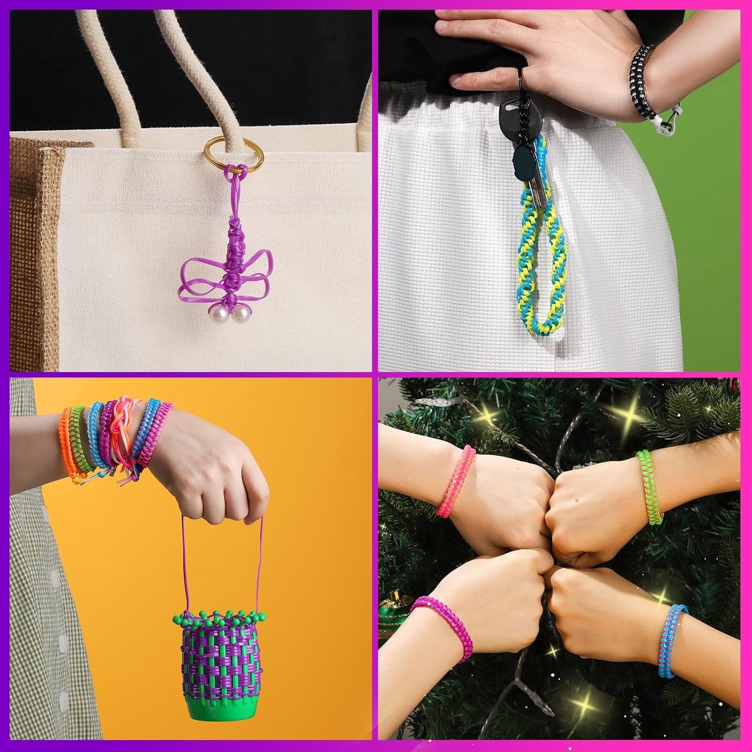 8 Color Lanyard Kit, Bright Color Lacing Cord, Lanyard String or Crats, Bracelets and Jewelry Making