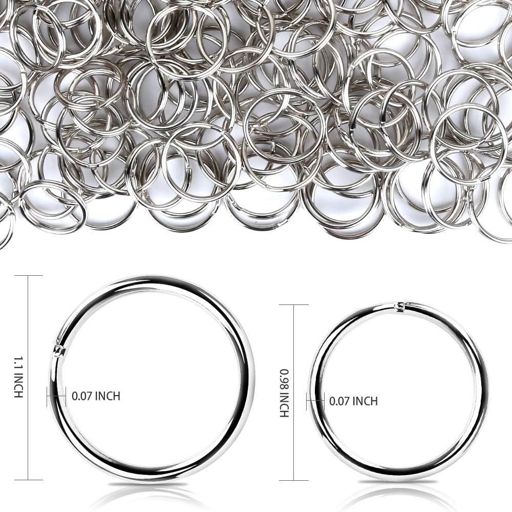 200 Pieces Split Key Rings Bulk or Keychain Key and Art Crats 25 mm /0.98 inch 100pcs ，28 mm /1.1 inch 100pcs