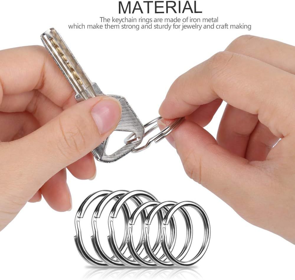 200 Pieces Split Key Rings Bulk or Keychain Key and Art Crats 25 mm /0.98 inch 100pcs ，28 mm /1.1 inch 100pcs