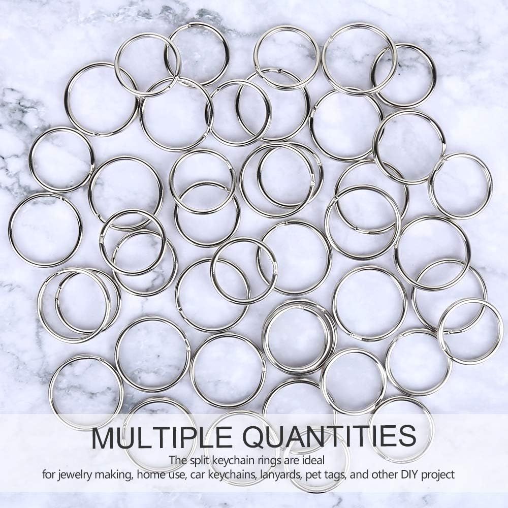200 Pieces Split Key Rings Bulk or Keychain Key and Art Crats 25 mm /0.98 inch 100pcs ，28 mm /1.1 inch 100pcs
