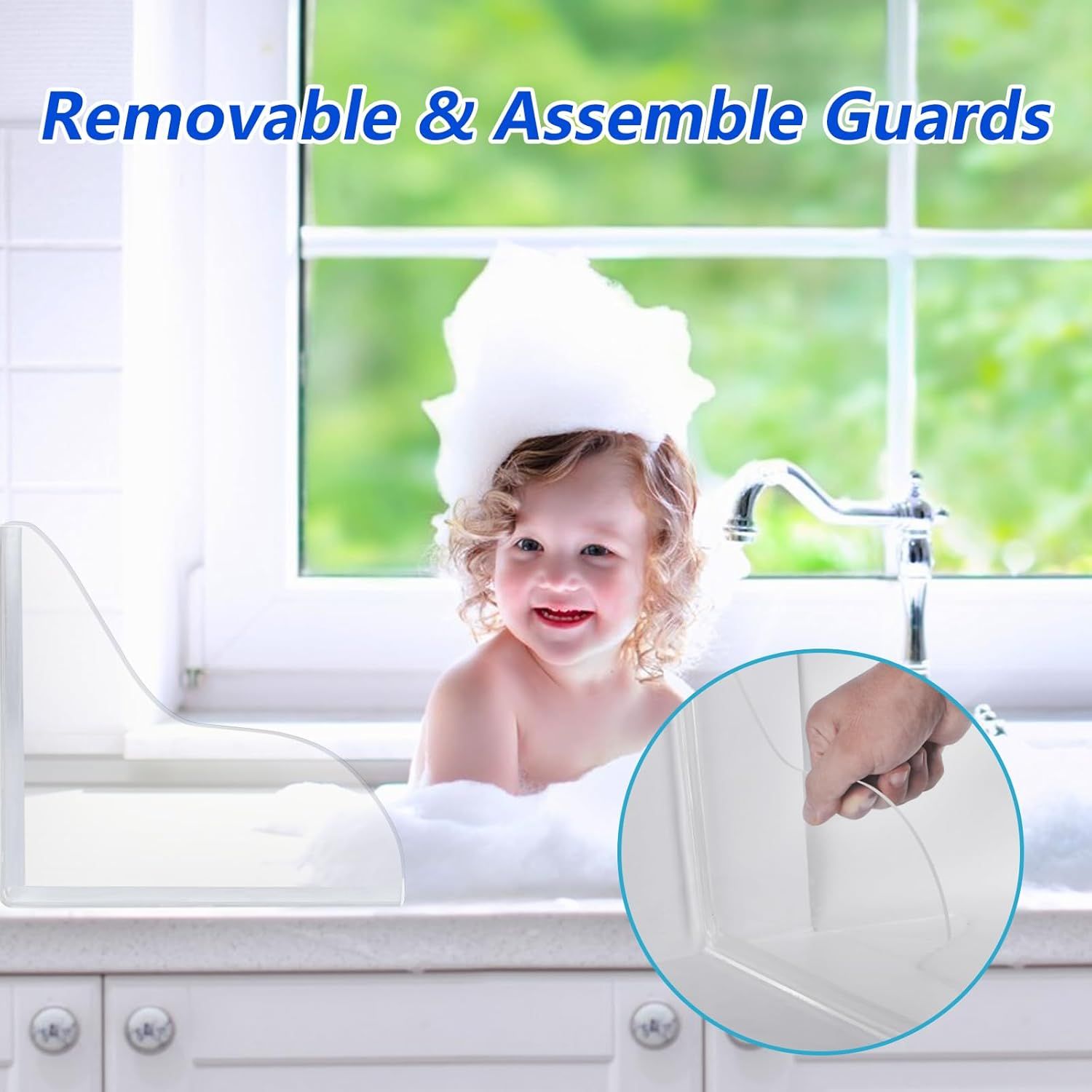 Bathroom Shower Splash Guard or Tub, 2 Pcs Bathtub Water Guards, Shower Water Guard or Bathtub Splash Guard Removable, Bathtub Water Splash Guards Corner Guards to Keep Water in Shower Bath