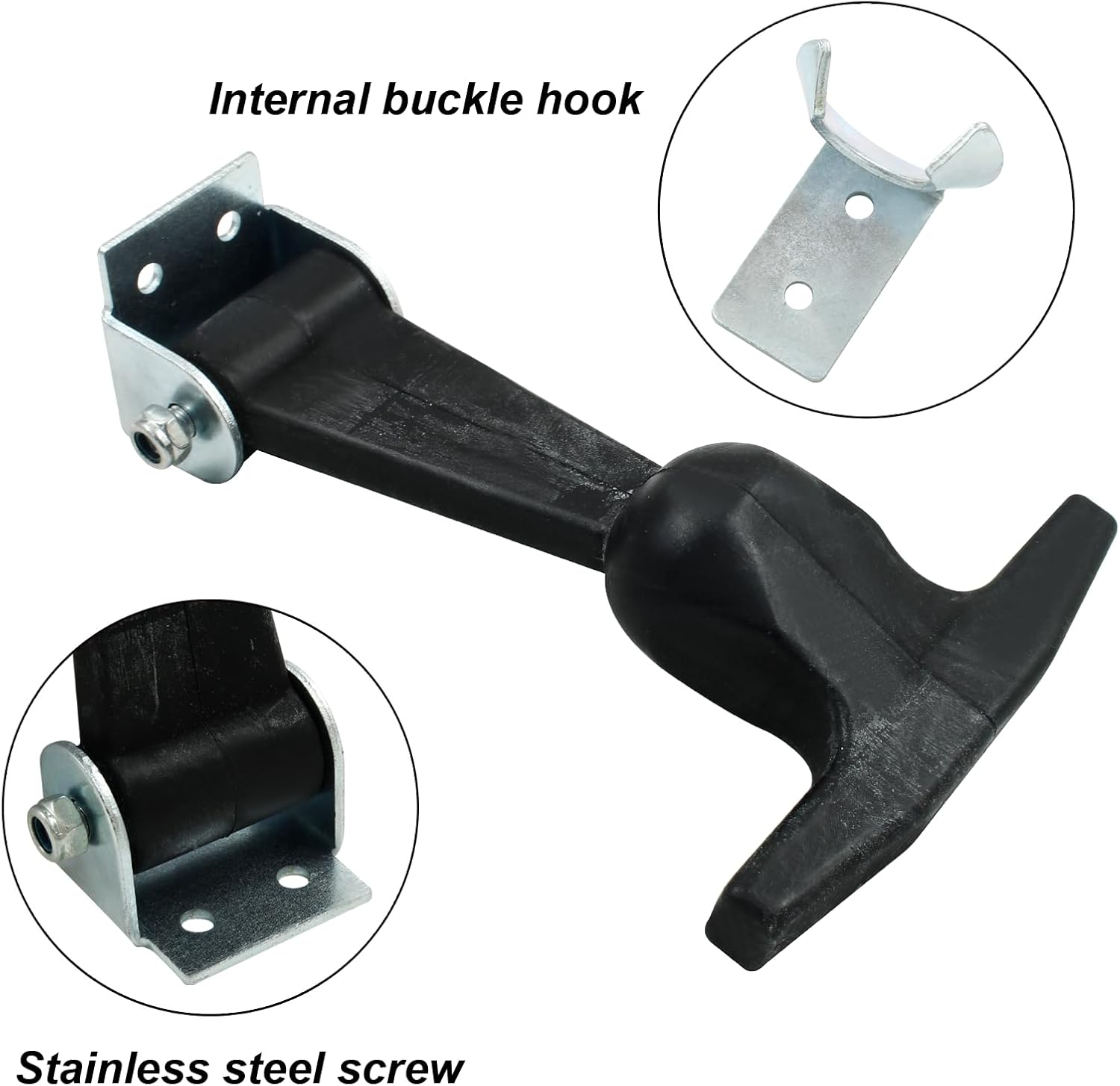 Biaungdo 2 Pcs Rubber Flexible Hood Catch, Black T-Handle Draw Latches with Brackets Stainless Steel T-Handle Hasp for Hood/Tool Box/Vehicle Engine