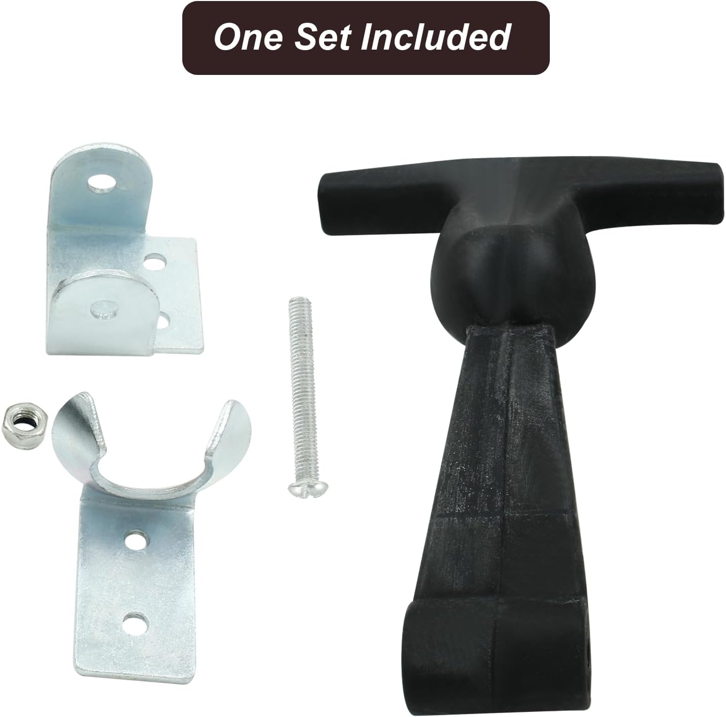 Biaungdo 2 Pcs Rubber Flexible Hood Catch, Black T-Handle Draw Latches with Brackets Stainless Steel T-Handle Hasp for Hood/Tool Box/Vehicle Engine