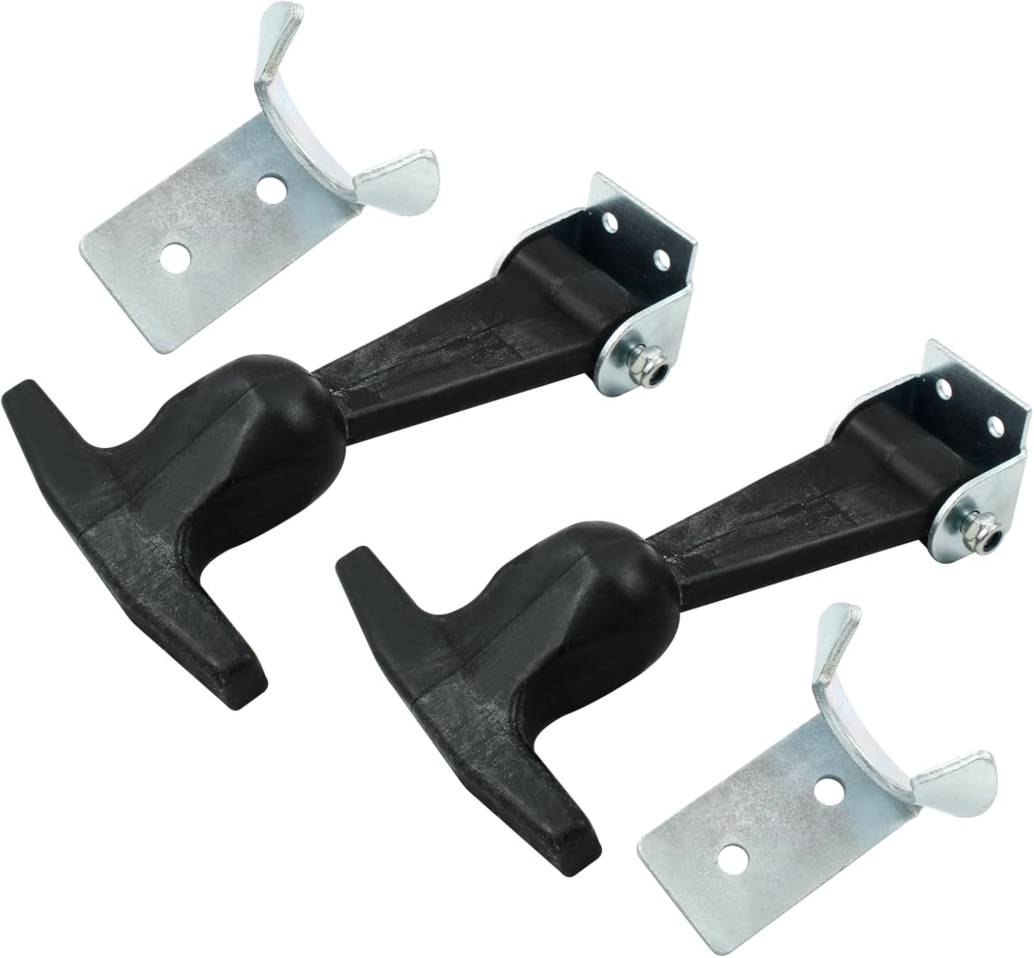 Biaungdo 2 Pcs Rubber Flexible Hood Catch, Black T-Handle Draw Latches with Brackets Stainless Steel T-Handle Hasp for Hood/Tool Box/Vehicle Engine