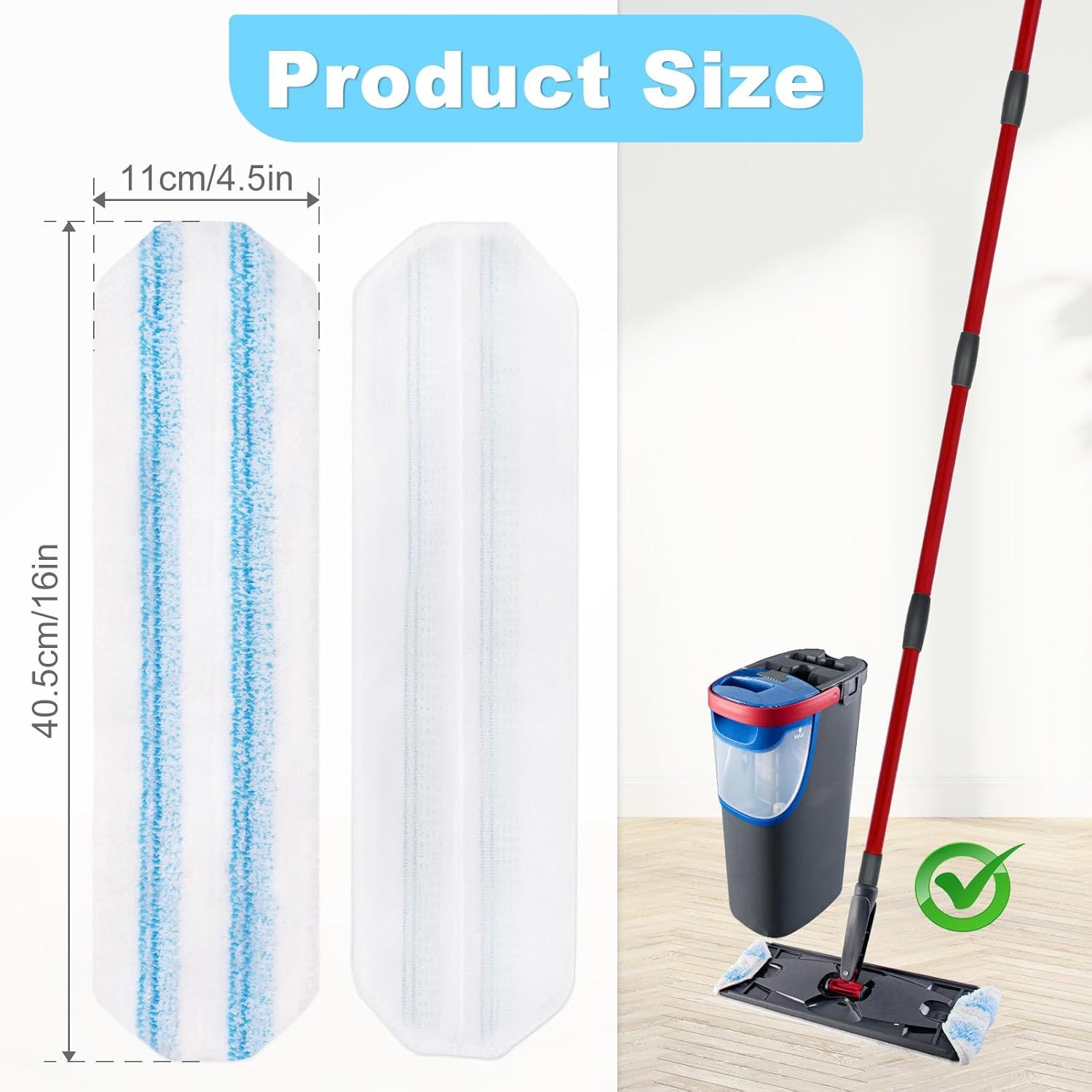Mop Replacement Pads or OCedar H2prO lat Mop System, 6 Pack Mop Pads or Ocedar H2prO lat Mop, Machine Washable and Reusable Microiber Mop Heads Replacements, Mop Reills Sae on Various loors
