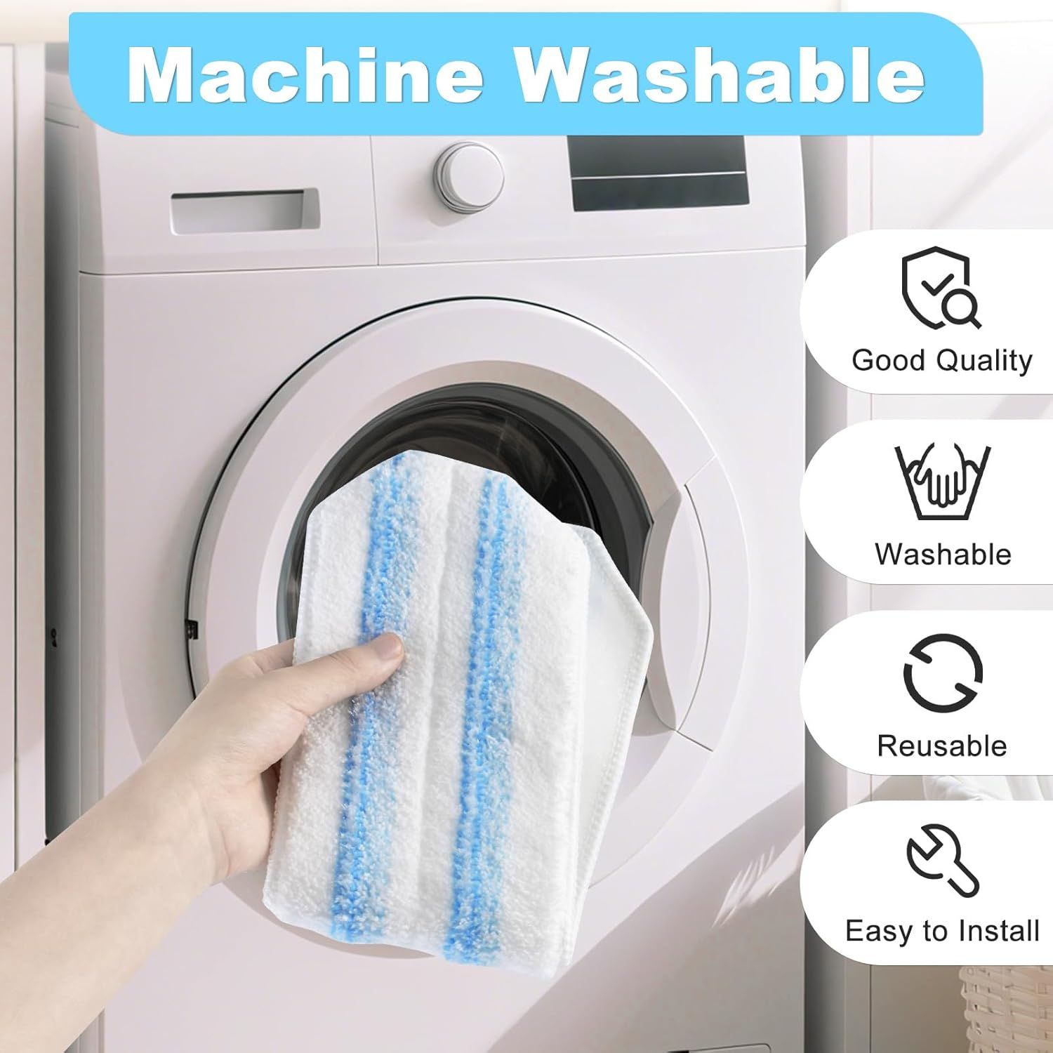 Mop Replacement Pads or OCedar H2prO lat Mop System, 6 Pack Mop Pads or Ocedar H2prO lat Mop, Machine Washable and Reusable Microiber Mop Heads Replacements, Mop Reills Sae on Various loors