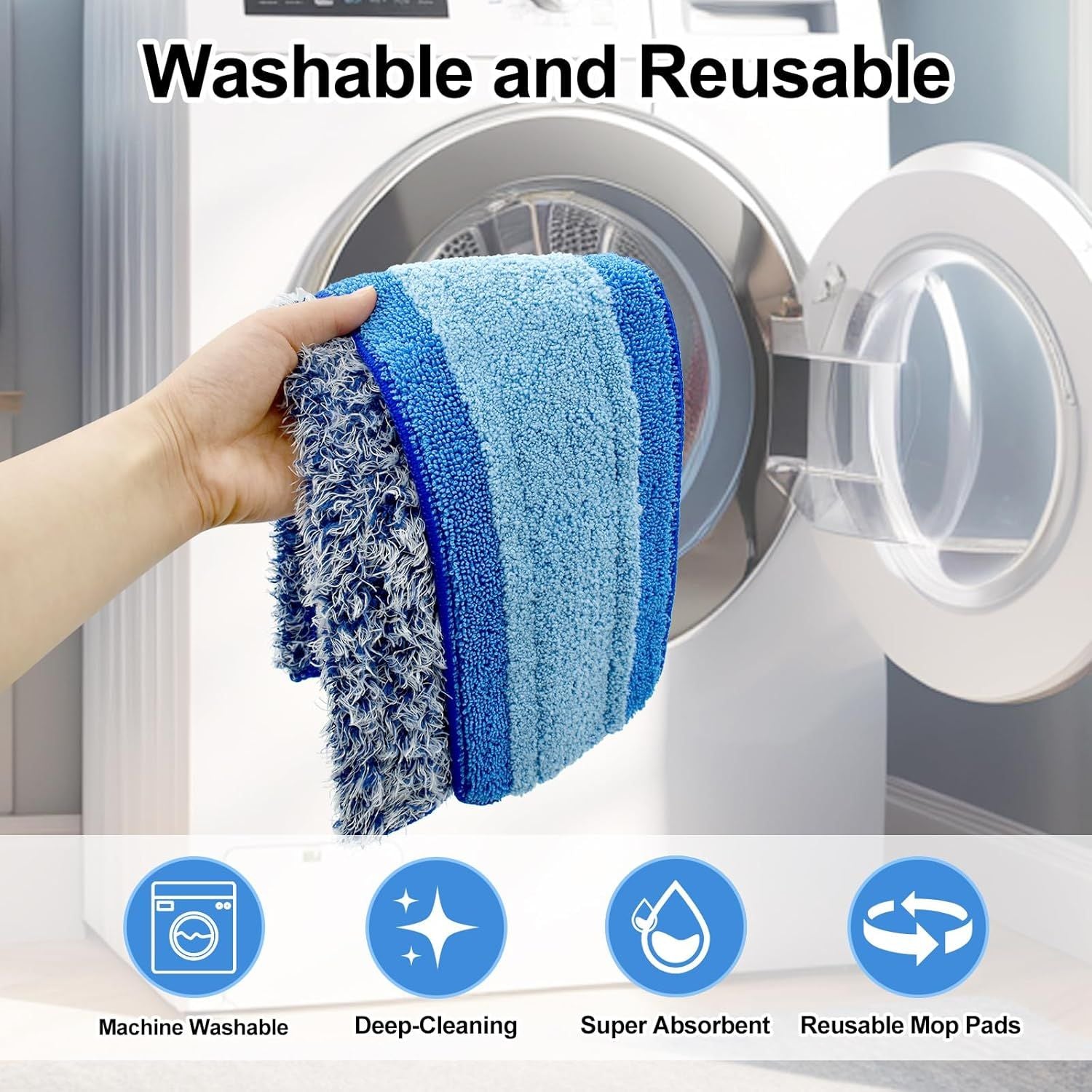 4 Pack Microiber Cleaning Pad or Bona Mop Sae or Hardwood & Hard Surace loors Dry Wet loor Cleaning - Includes 2 Microiber Cleaning Pad and 2 Dusting Pad - Microiber Mop Pads or 18Inch Mop
