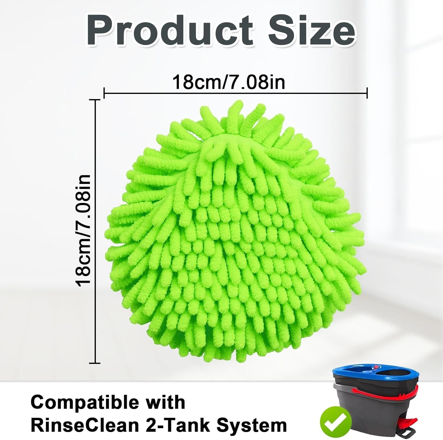 Mop Heads Replacements, 3 Pack Spin Mop Reill Replace Head or O Cedar RinseClean 2 Tank System, Microiber & Chenille, Machine Washable and Sae or Cleaning All Hard-suraced loors