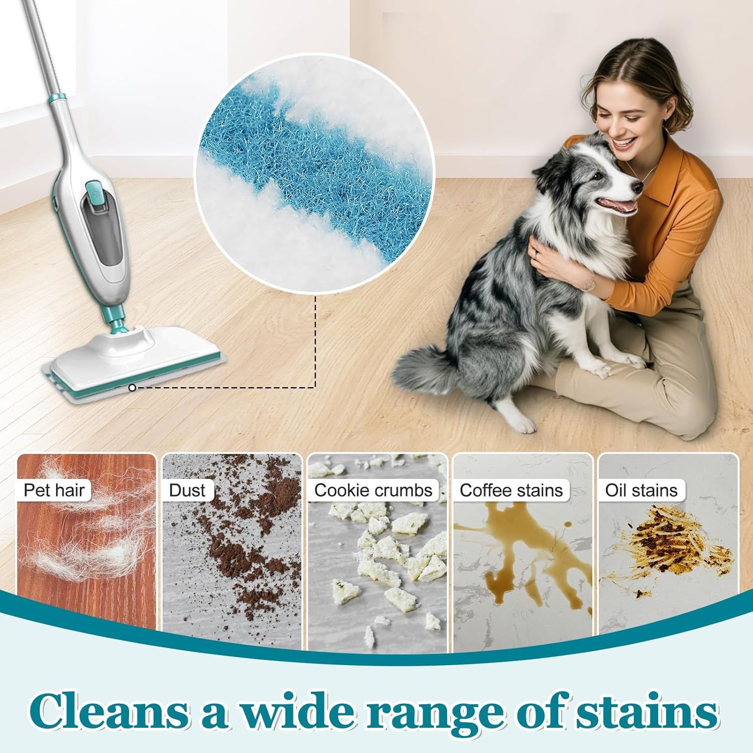4Pack Steam Mop Pads Replacement or Black+Decker Steam Mop SM1600, SM1610, SM1620, HSM13E1, HSMC1300X, HSMC1321, HSMC1361SG Cleaner Black and Decker Steam Mop Replacement Pads
