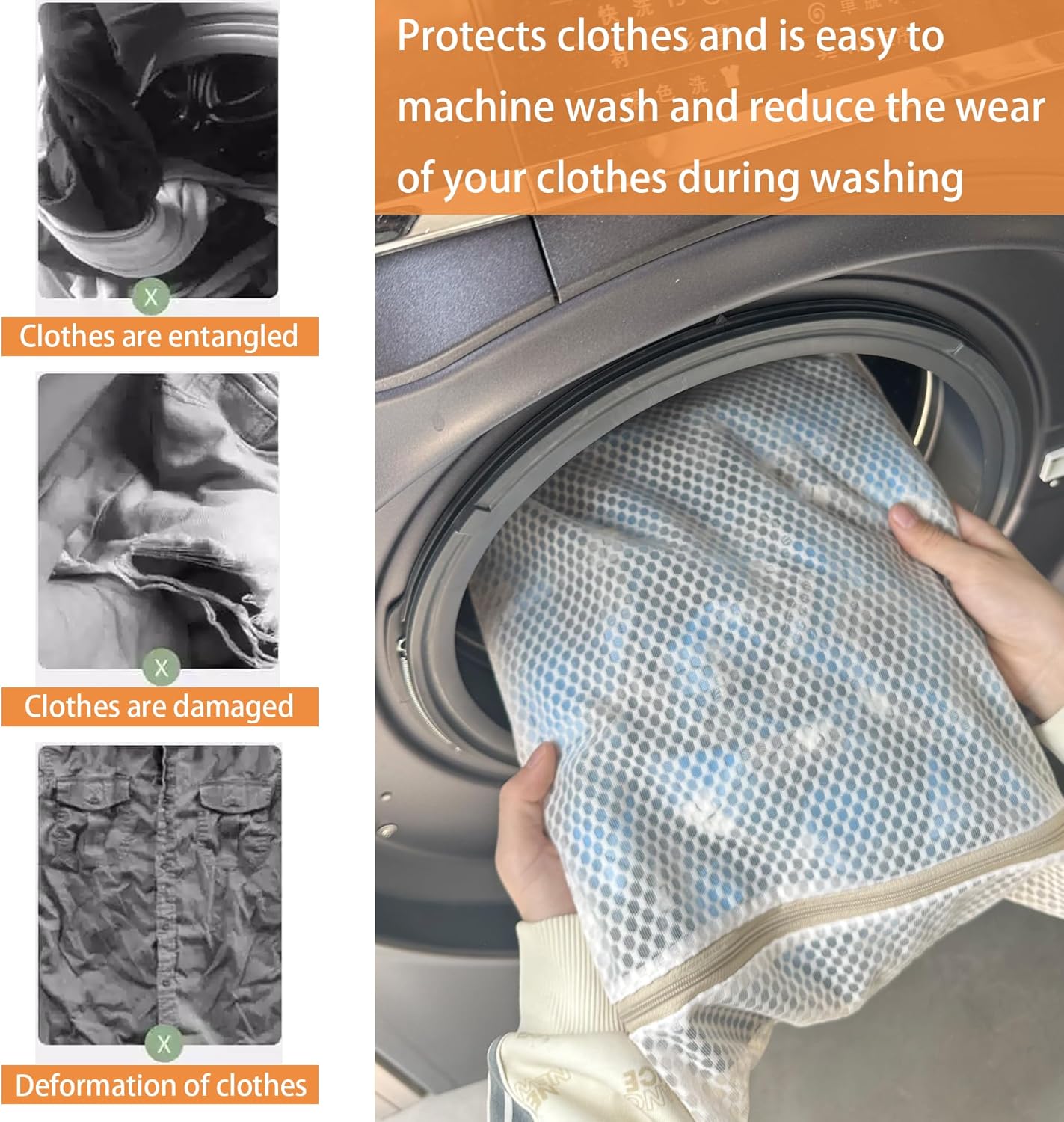 6 Pack Laundry Bag, Durable Honeycomb Mesh Laundry Bags Suitable for Delicate Clothes Washing 3 Large, 3 Medium Beige