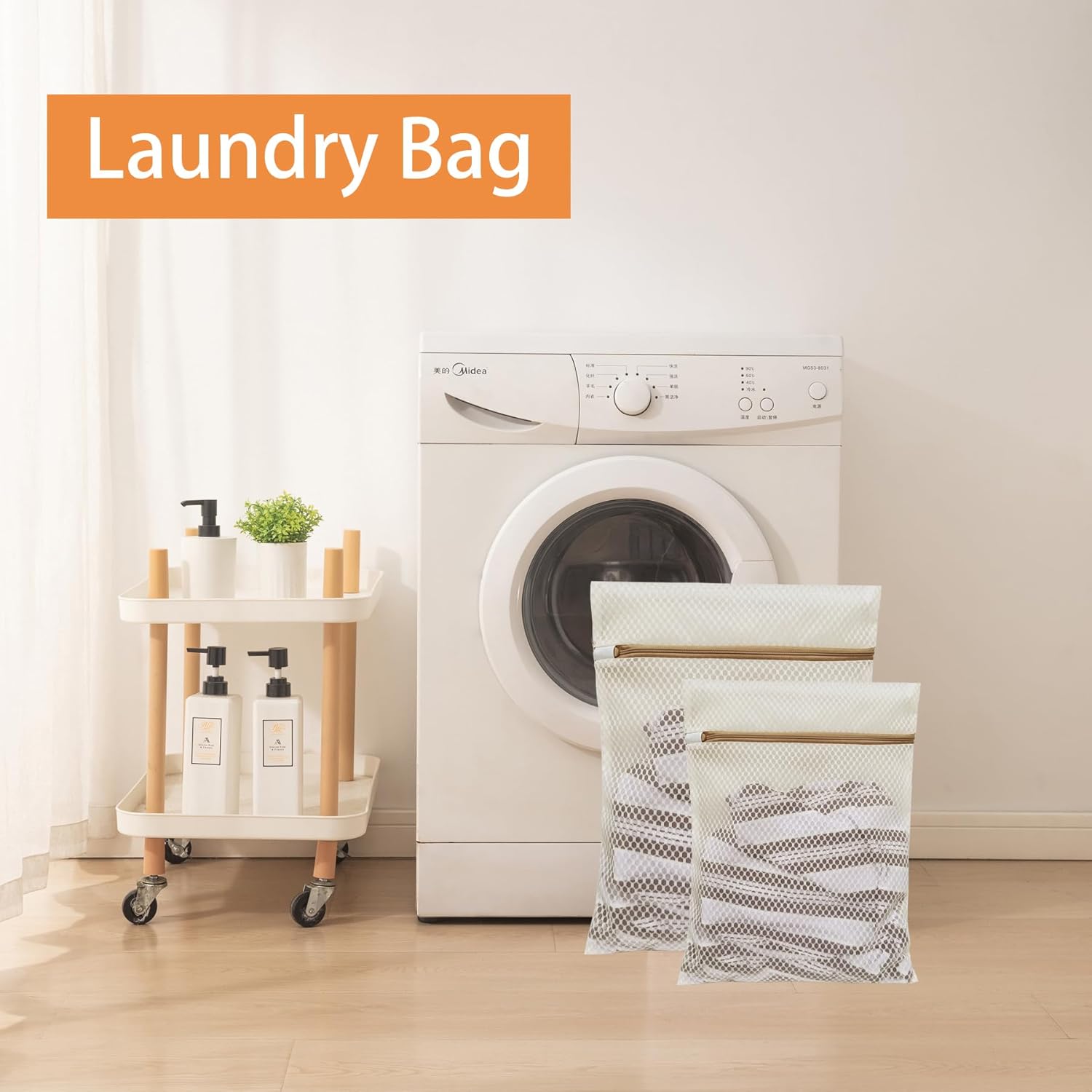 6 Pack Laundry Bag, Durable Honeycomb Mesh Laundry Bags Suitable for Delicate Clothes Washing 3 Large, 3 Medium Beige