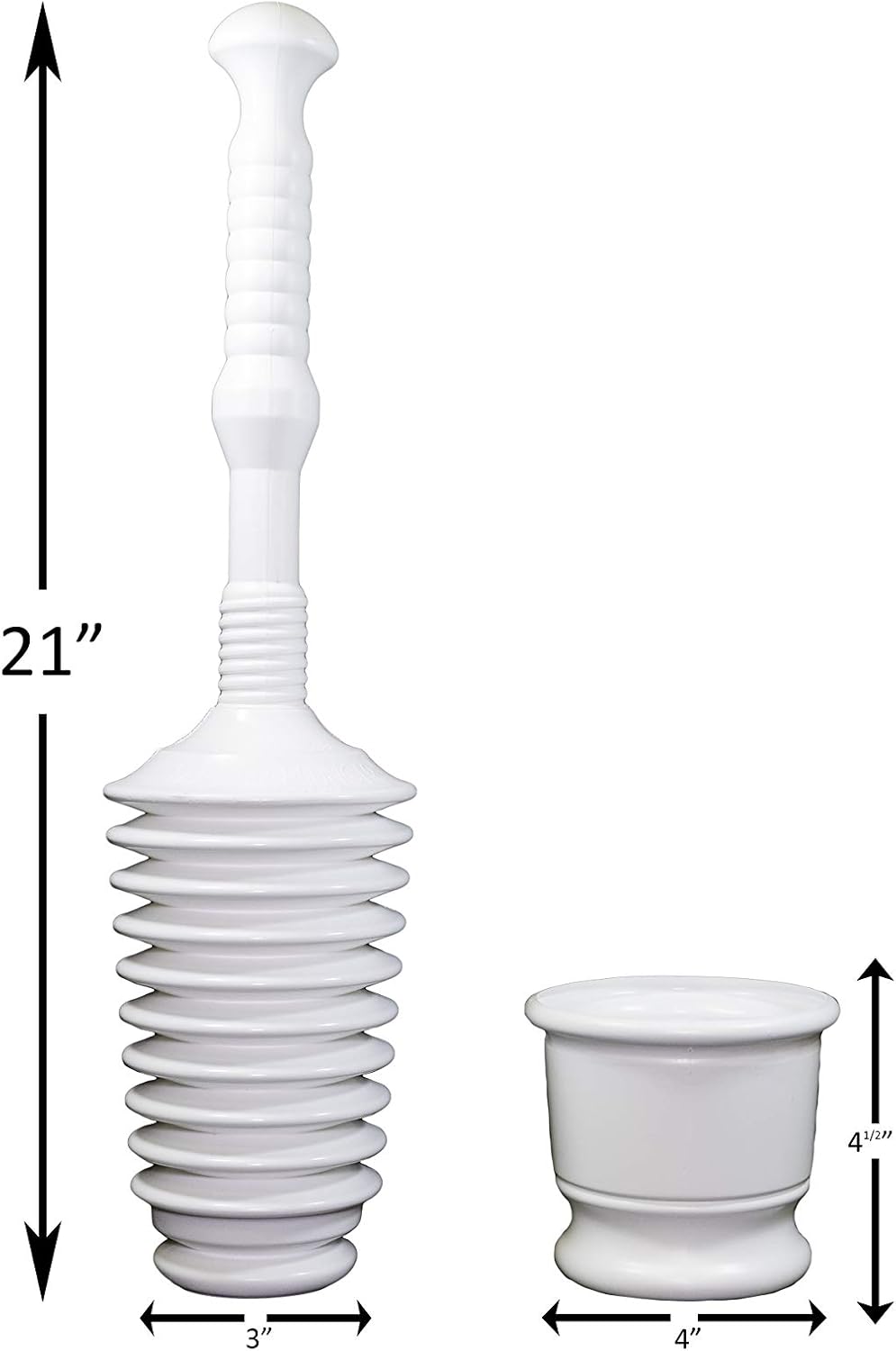 Master Plunger MP500-B4 Heavy Duty Bathroom Toilet Plunger Kit with Short Bucket. Equipped with Air Release Valve, White