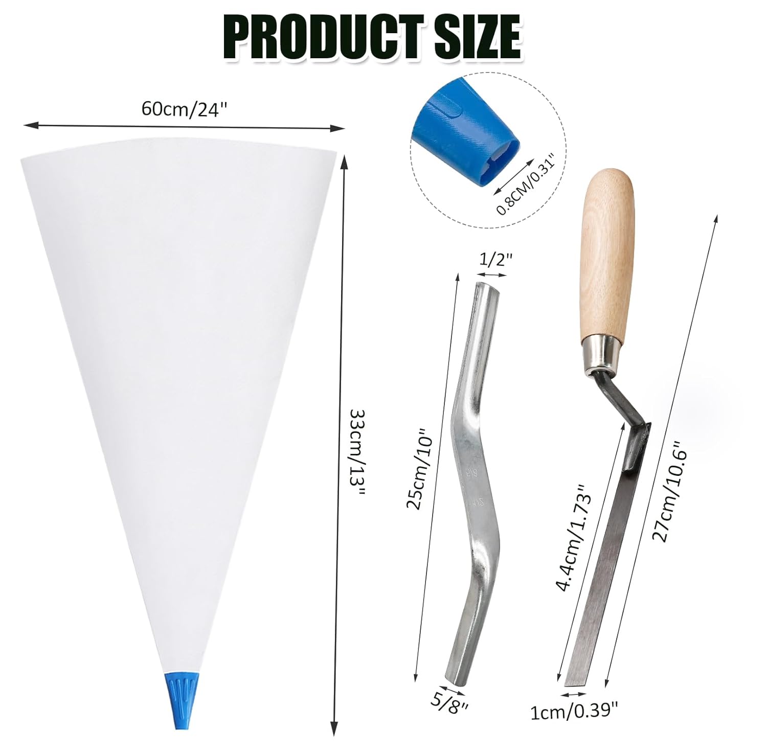 Biaungdo 3 Pack Tile Grout Masonry Mortar Bag & Brick Jointer & Tuck Pointers, Heavy Duty Piping Bags Grout Sealer Bag for Tile Installation Blue