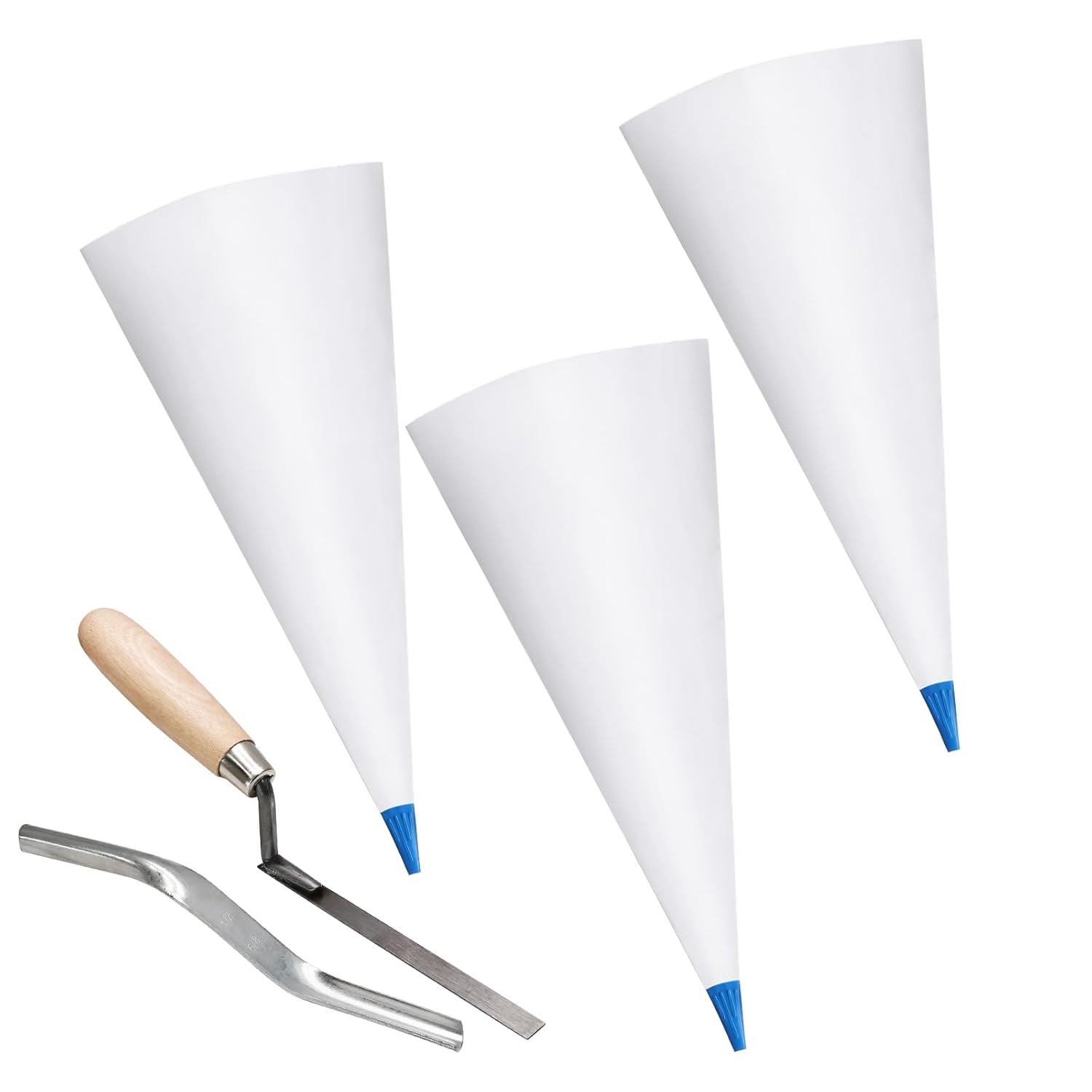 Biaungdo 3 Pack Tile Grout Masonry Mortar Bag & Brick Jointer & Tuck Pointers, Heavy Duty Piping Bags Grout Sealer Bag for Tile Installation Blue