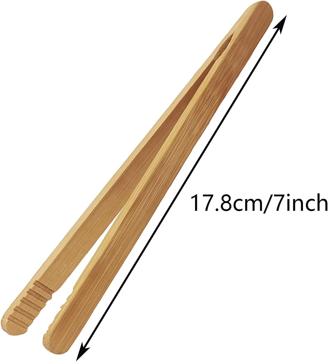 7 Inch Bamboo Kitchen Utensil Tongs, Reusable Bamboo Toast Tongs for Toast, Kimchi, Fruit and Tea, 8 Pcs.