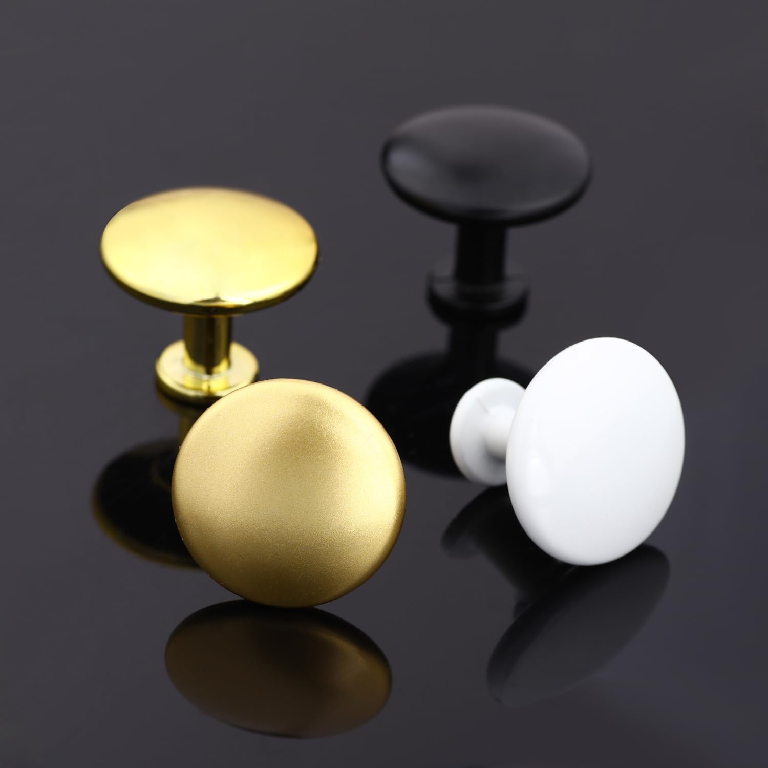 Pack of 6 Round Mushroom Shape Drawer Pulls Varnish Black Furniture Cupboard Aluminium Alloy Dresser Knobs Door Window Pull Handles Cabinet Hardware for Closet Wardrobe Pulls with Screws