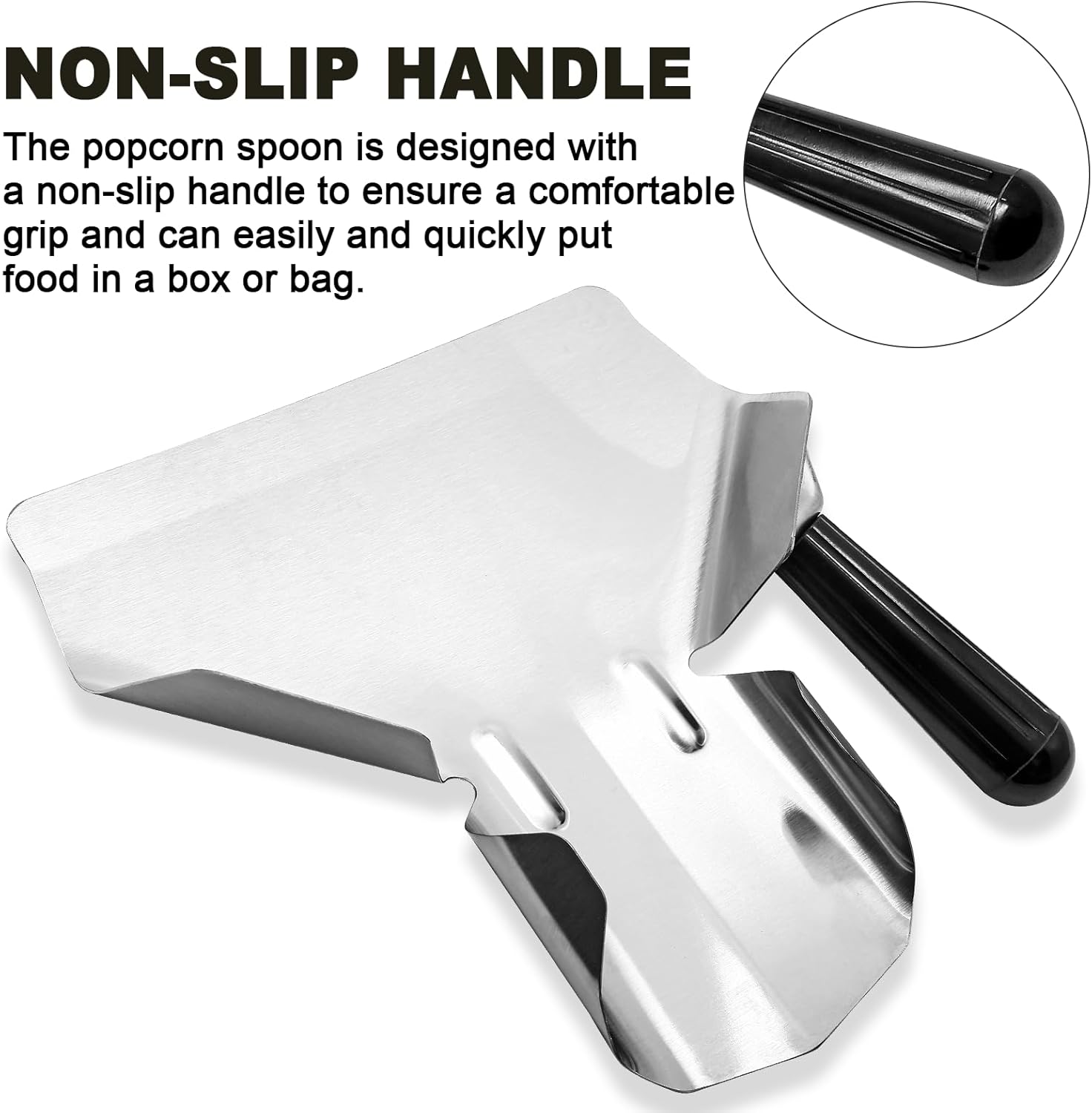 Biaungdo Stainless Steel French Fry Popcorn Scoop, Metal Popcorn Scoop, French Fry Bagger, Quick Fill Tool for Bags & Boxes, Multipurpose Scooper for Food, Fries, Snacks, Desserts, Ice Right Handle