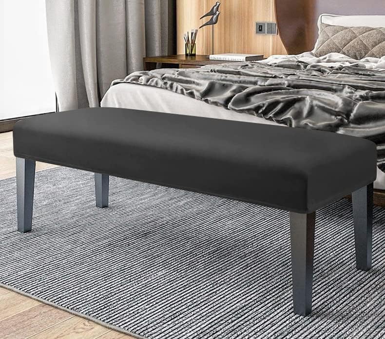 FORCHEER Dining Bench Cover Velvet Black Bench Slipcover for Living Room Rectangle 59inch Bench Seat Protector for Bedroom, Kitchen Washable Velvet-Black
