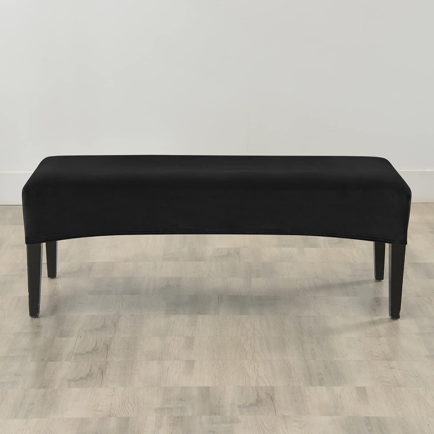 FORCHEER Dining Bench Cover Velvet Black Bench Slipcover for Living Room Rectangle 59inch Bench Seat Protector for Bedroom, Kitchen Washable Velvet-Black