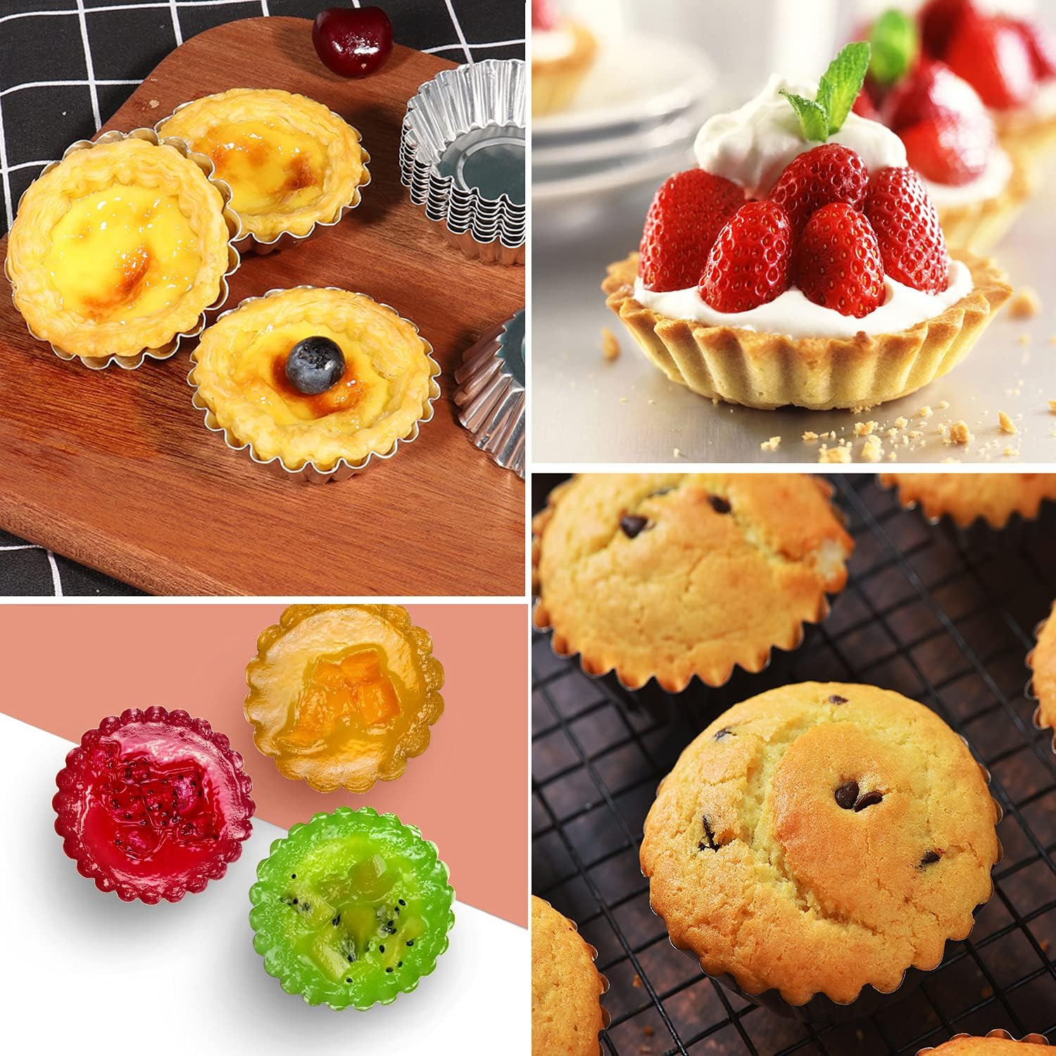 Cake Molds for Baking Bundle, 6 Inch Angel Food Cake Pan & 20pcs Egg Tart Molds