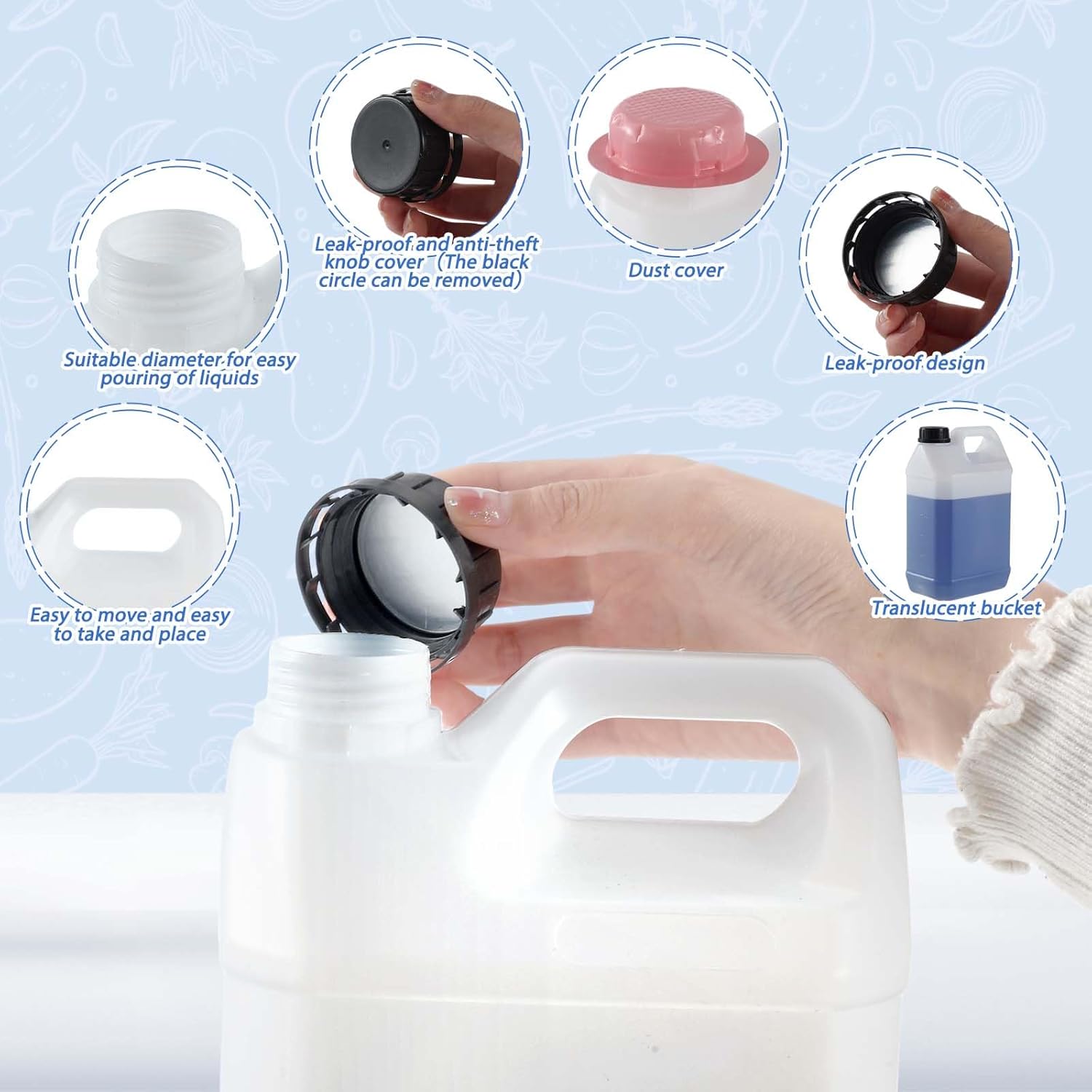 3 Pcs 1 Gallon Plastic Jug with Lids Square Empty Storage Containers Hdpe Carboy Plastic Jar Containers for Milk Water Beverage Oil Liquids Translucent Color