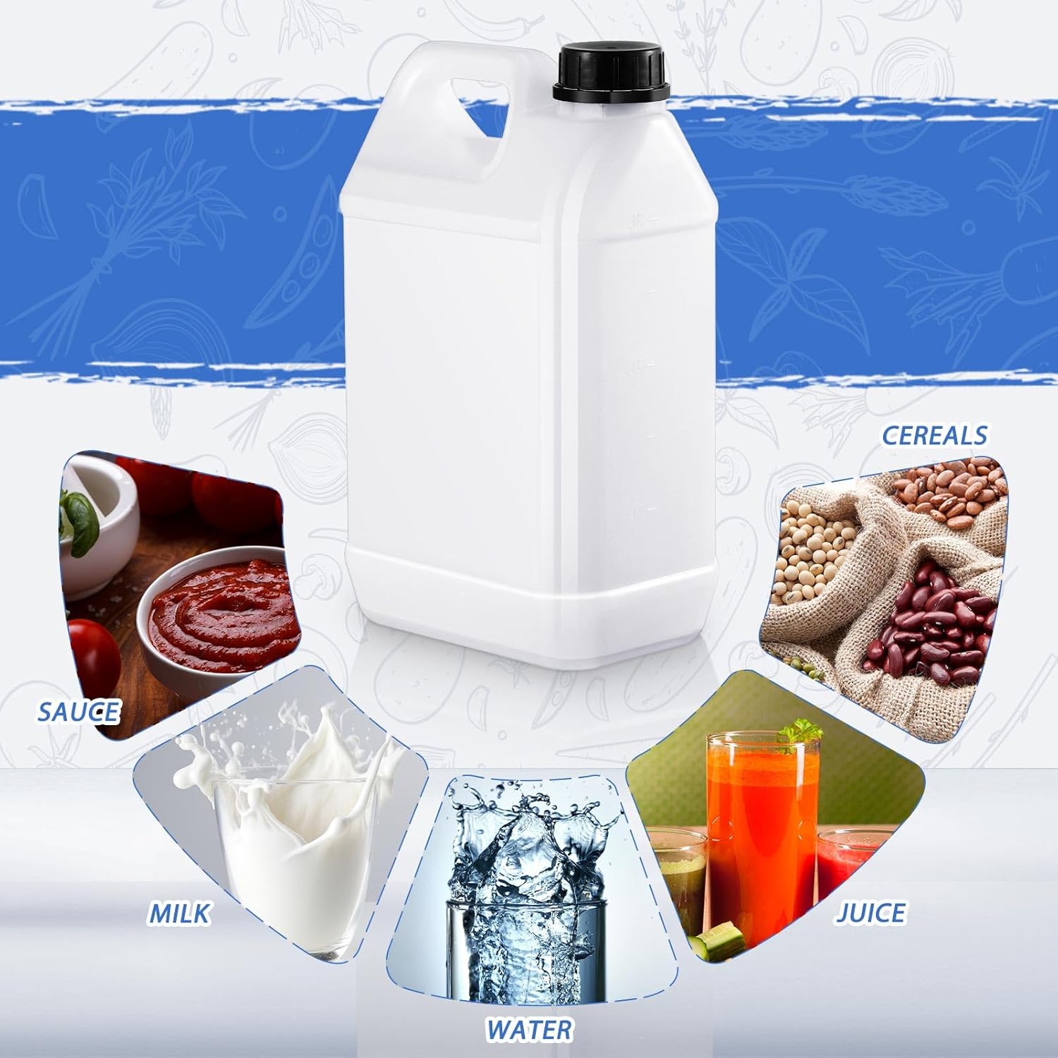 3 Pcs 1 Gallon Plastic Jug with Lids Square Empty Storage Containers Hdpe Carboy Plastic Jar Containers for Milk Water Beverage Oil Liquids Translucent Color