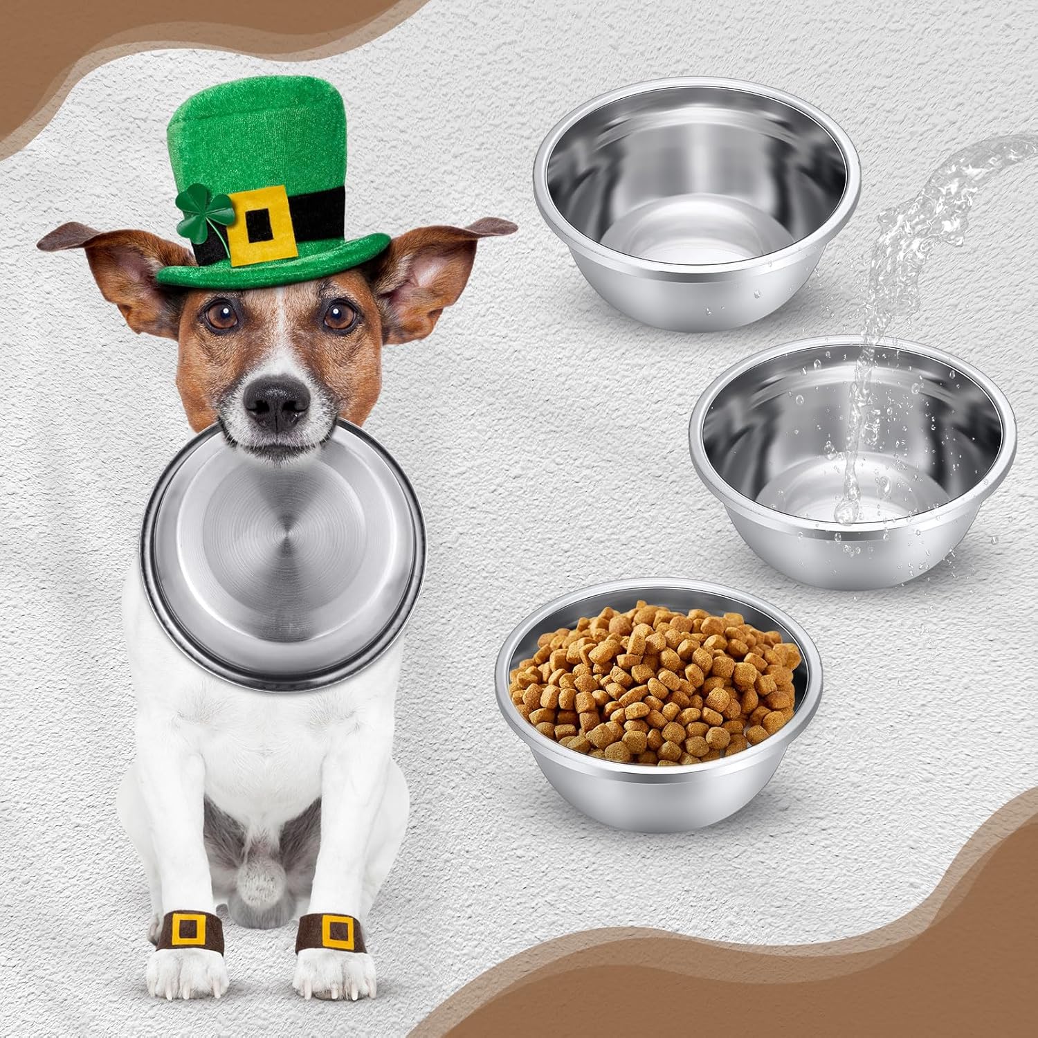 10 Pcs 8 Cup Metal Dog Bowls Stainless Steel Thickened Food Bowls Travel Kennel Food and Water Dish for Medium Large Size Dogs Cats, 64 Oz, Dishwasher Safe