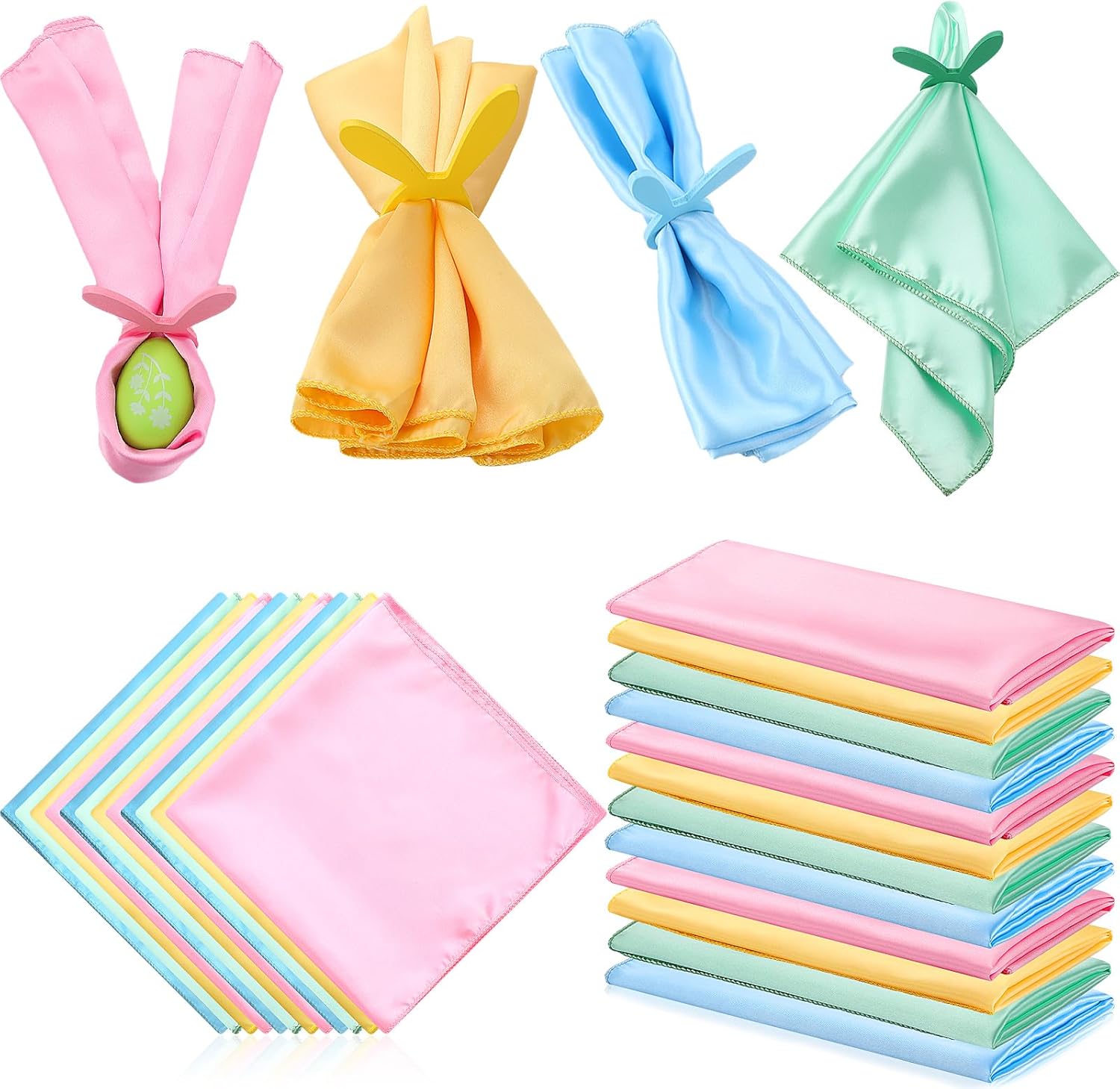 24 Pcs Easter Cloth Napkins Washable Reusable Polyester Fabric Autumn Orange Napkins Cloth for Easter Fall Wedding Table Decorations Dinner Party Cocktail Cute Colors,18 x 18 Inch
