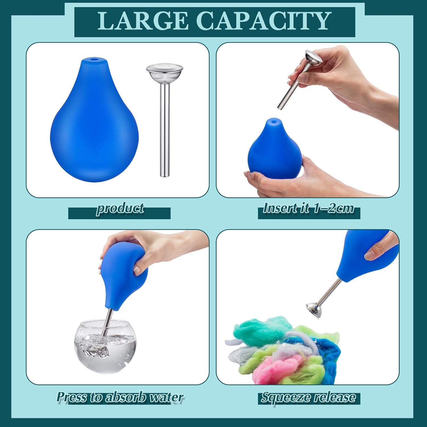 Ziliny 2 Pcs Wet Felting Tool Set, Ball Brause Sprinkler Squeeze Flower Sprinkler, for Working on Seams, Flat Felts, Hat & Slipper Shaping