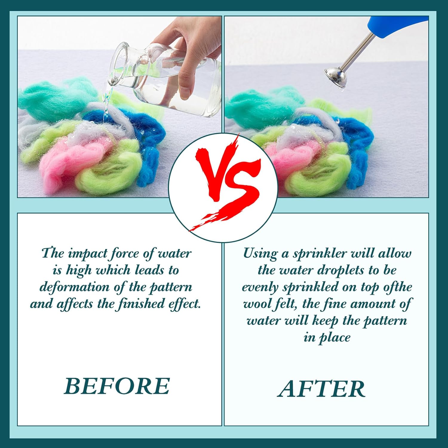 Ziliny 2 Pcs Wet Felting Tool Set, Ball Brause Sprinkler Squeeze Flower Sprinkler, for Working on Seams, Flat Felts, Hat & Slipper Shaping