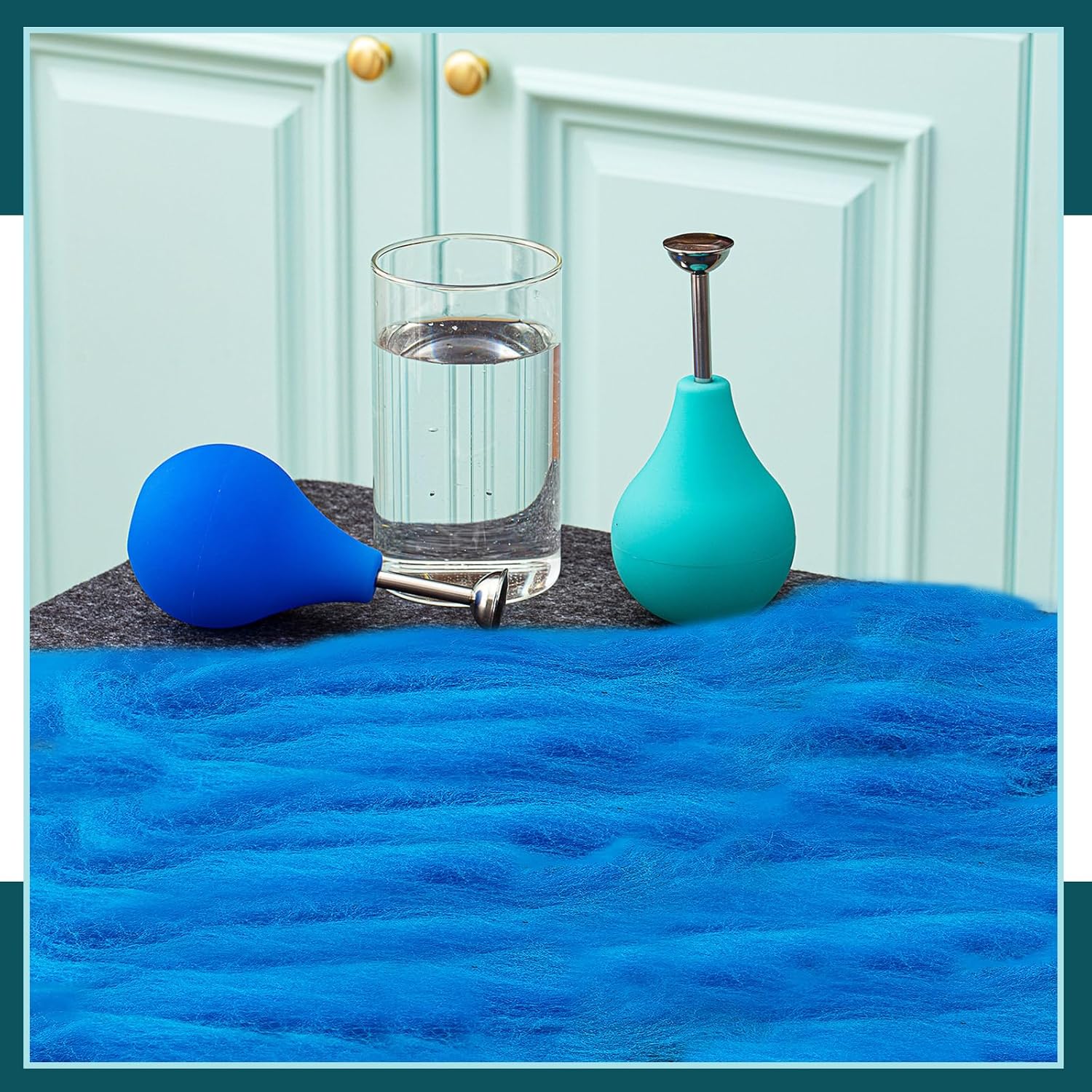Ziliny 2 Pcs Wet Felting Tool Set, Ball Brause Sprinkler Squeeze Flower Sprinkler, for Working on Seams, Flat Felts, Hat & Slipper Shaping