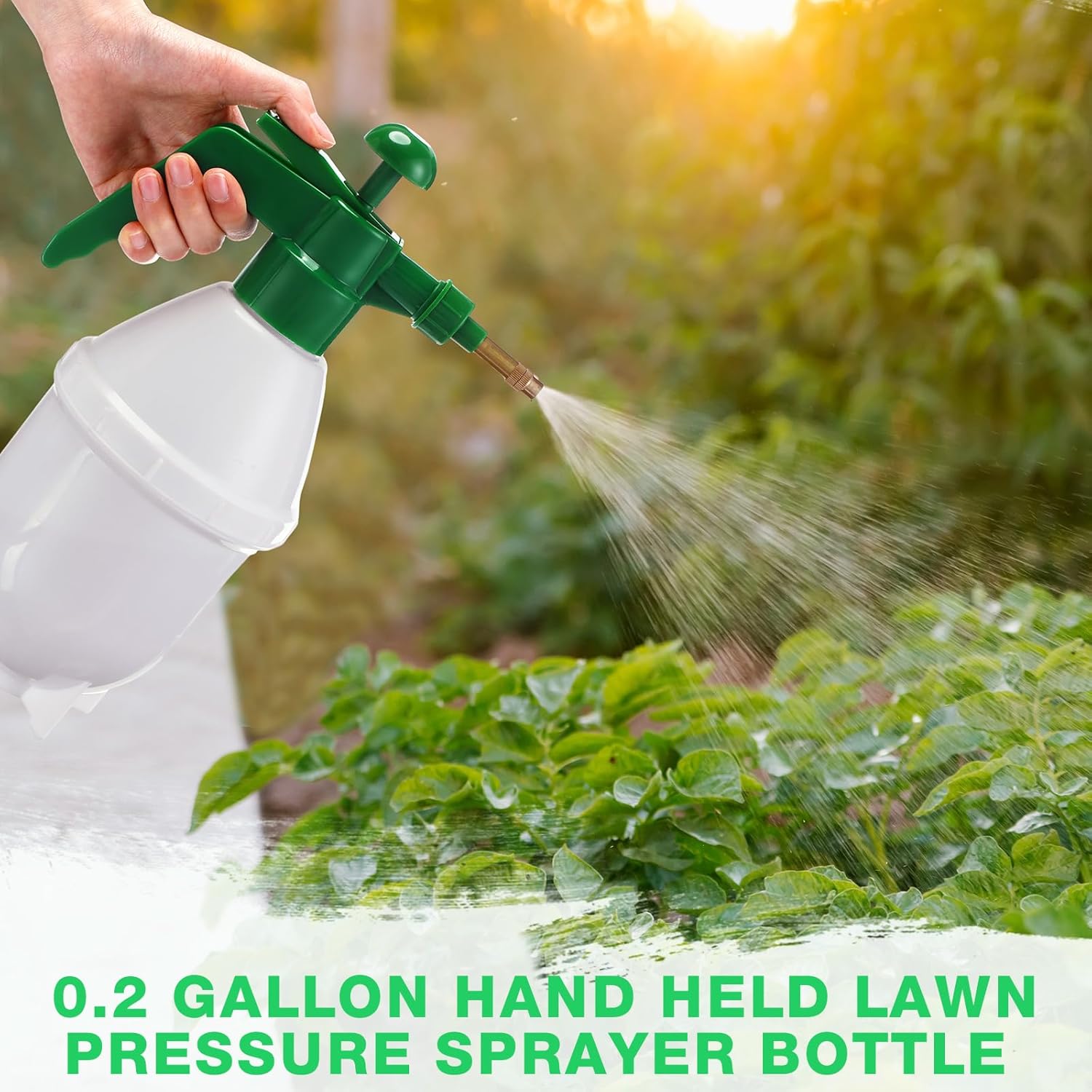 2 Pcs 27 oz Handheld Pump Spray Bottle Garden Mister Spray Bottles Lawn Pressure Hand Pump Sprayer with Adjustable Nozzle for Chemicals Watering Weeds Plants and Cleaning Green