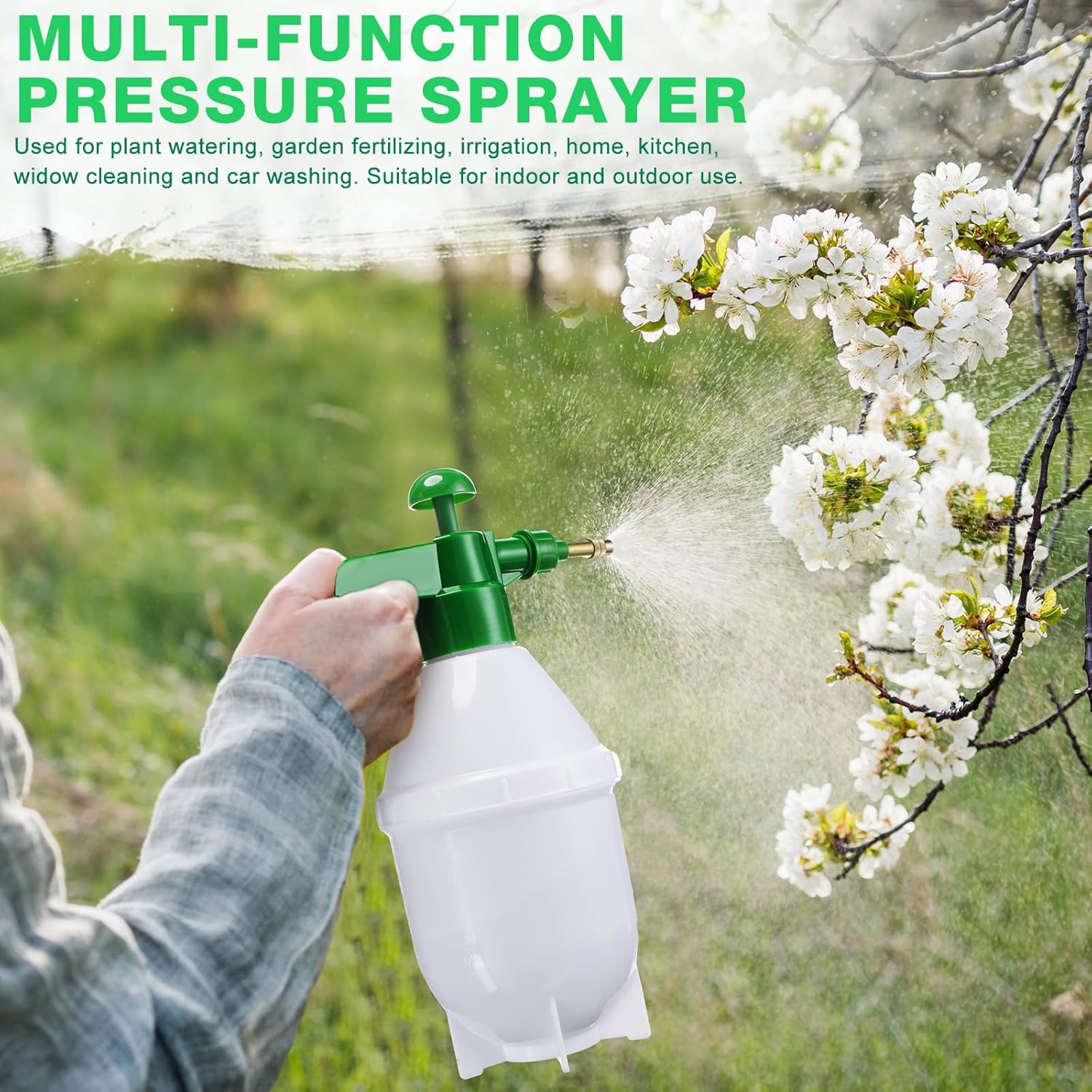 2 Pcs 27 oz Handheld Pump Spray Bottle Garden Mister Spray Bottles Lawn Pressure Hand Pump Sprayer with Adjustable Nozzle for Chemicals Watering Weeds Plants and Cleaning Green