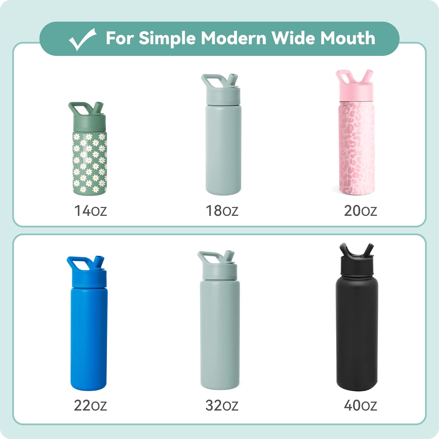 Spout Lid for Simple Modern Water Bottle 14oz 18oz 24oz 32oz, Replacement Chug Lid for Simple Modern Summit Bottle, One-Handed Operation, Leak-Proof & Durable 2 Pack