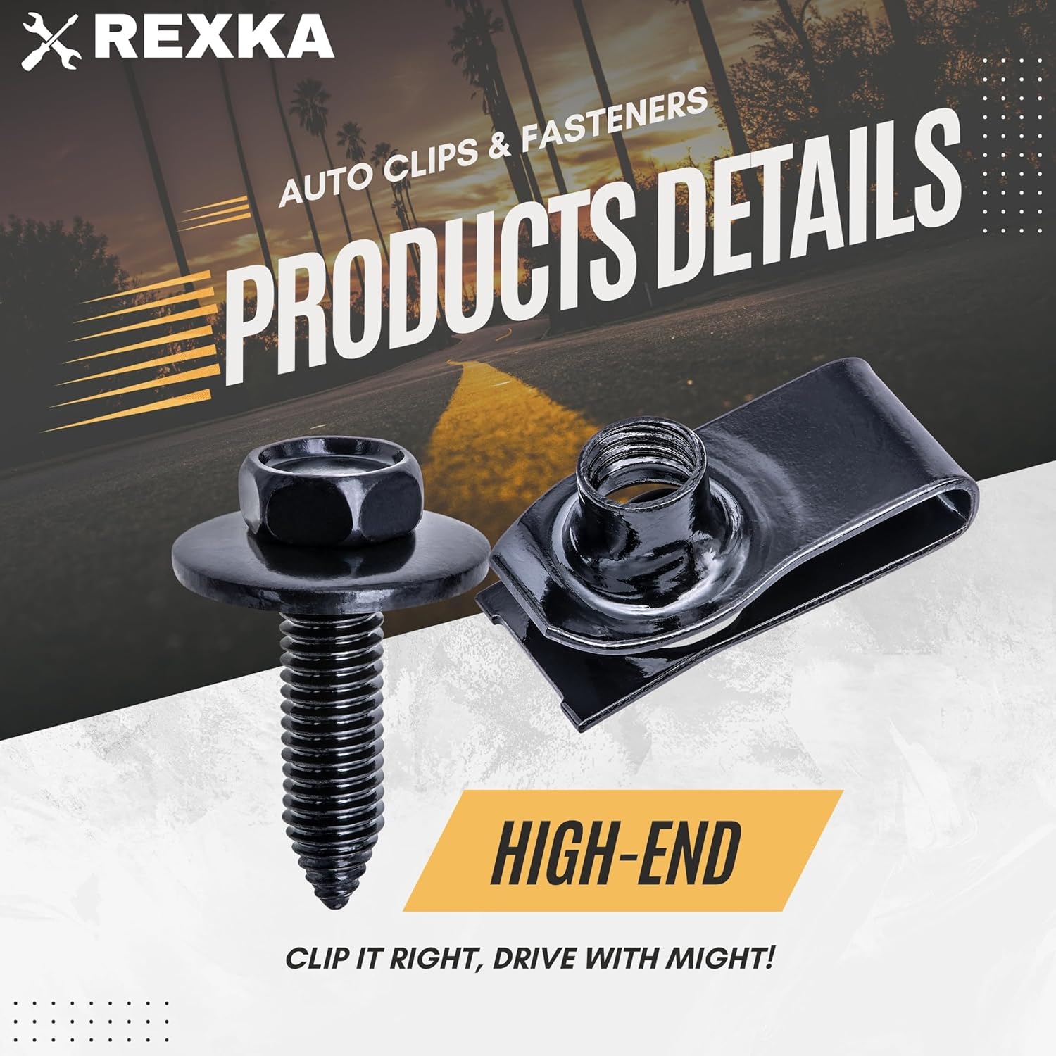 Rexka 15 Sets M8-1.25 Extruded U Nut & Body Bolts Screw Kits for GM Ford Chevy Buick GMC Cadilac Hummer Oldsmobile Pontiac Saturn Cars Trucks