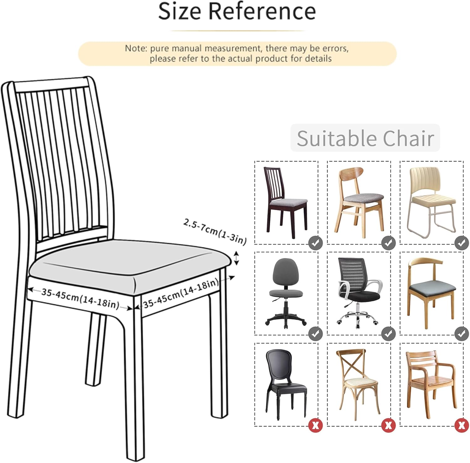 FORCHEER Waterproof PU Leather Chair Seat Covers Set of 4 Black Stretch Dining Room Chair seat Covers Kitchen Chair Seat Slipcovers 18inch Removable Washable