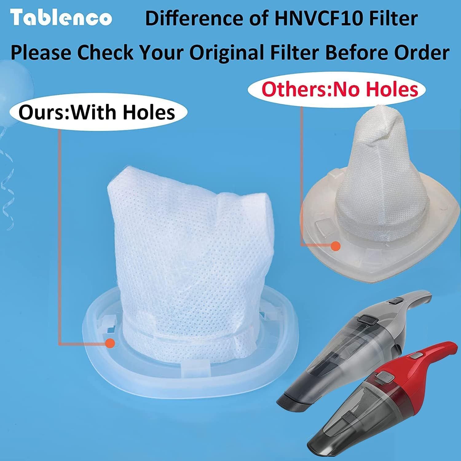 HNVC10 Replacement ilters, Compatible with Black and Decker Dustbuster Hand Vacuums HNVC215B10, HNV215B12, HNVC215BW52, HNVC115J06, HNVC115B22, HNVC220BCZ01, HNVC220BCP07 ilter 6 Pack