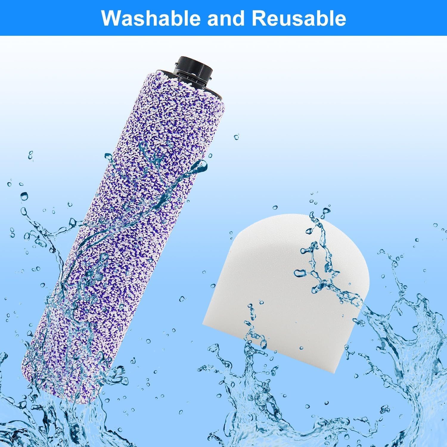 8 Pack Brush Roller and ilter Replacement or Shark WD201 Vacuum - Washable oam ilters or WD100, WD101, WD101C, WD200, WD200C, WD201, WD201C - HydroVac Pro XL 3-in-1 Vacuum