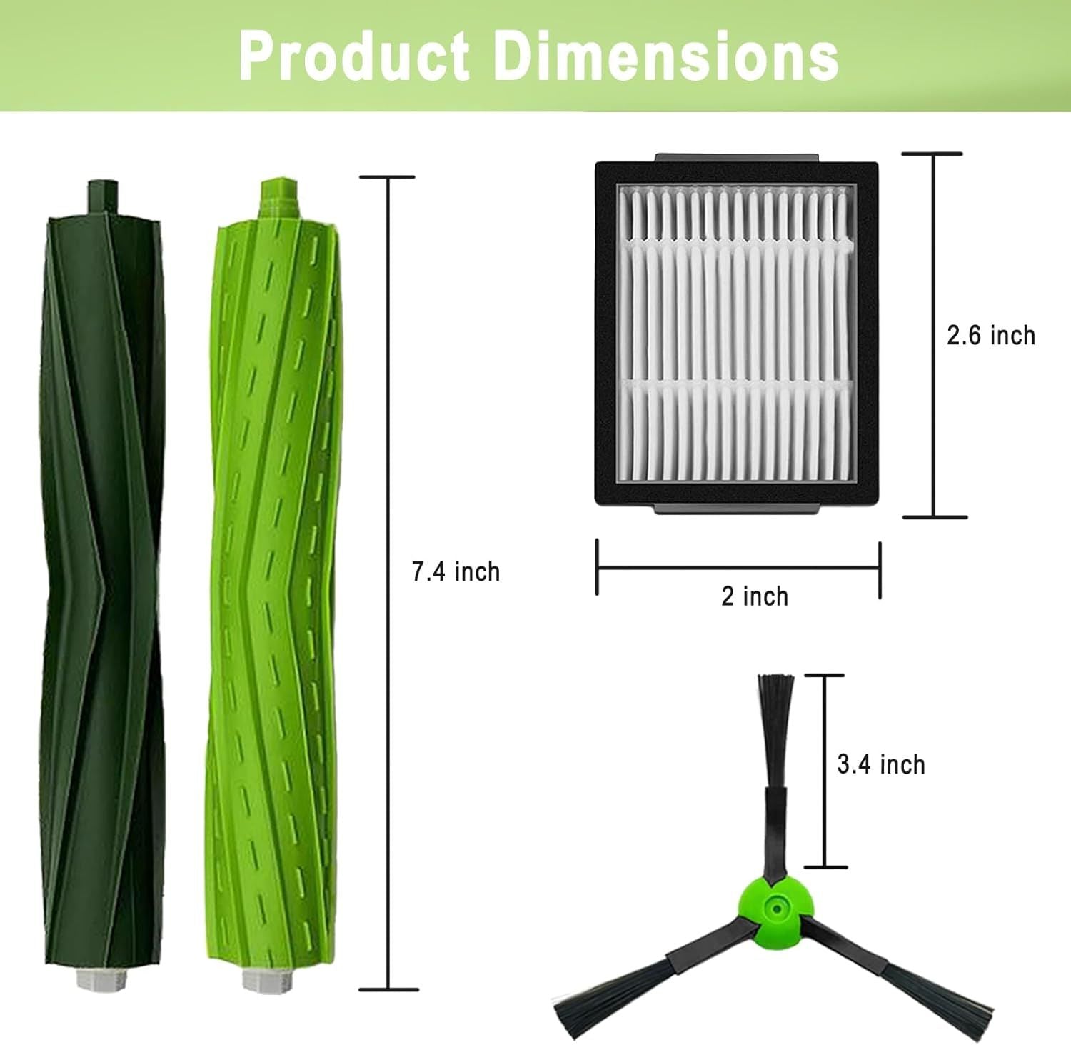 18 Pack Replacement Parts Accessories Compatible or iRobot Roomba i3 i3+ i7 i7+ i4 i6 i6+i8 i8+/Plus E5 E6 E7 J7 i5+j5+ I,E &J Series Vacuum Cleaner 2 Set o Roller Brush & 8 ilters & 8 Side Brushes