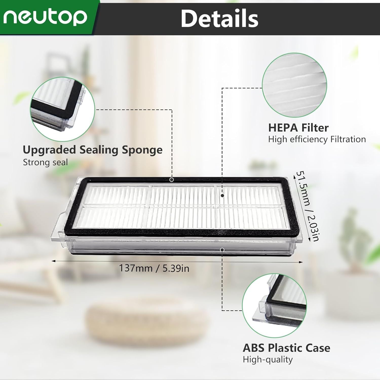 Replacement ilters Compatible with Qrevo S, Qrevo Plus, Qrevo Pro, Qrevo S5V, QV 35A, QV 35S, Qrevo Edge, Qrevo Edge S5A, Qrevo Curv, Qrevo Curv S5X, Robot Vacuums, 8-pack