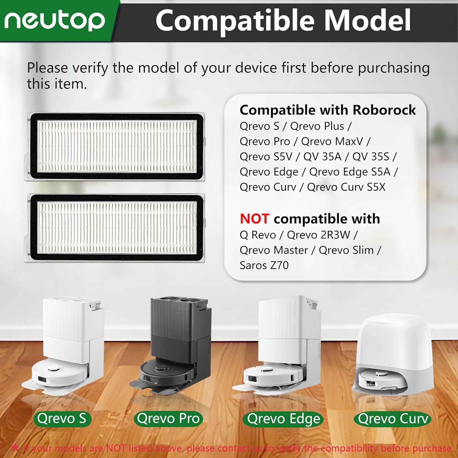 Replacement ilters Compatible with Qrevo S, Qrevo Plus, Qrevo Pro, Qrevo S5V, QV 35A, QV 35S, Qrevo Edge, Qrevo Edge S5A, Qrevo Curv, Qrevo Curv S5X, Robot Vacuums, 8-pack