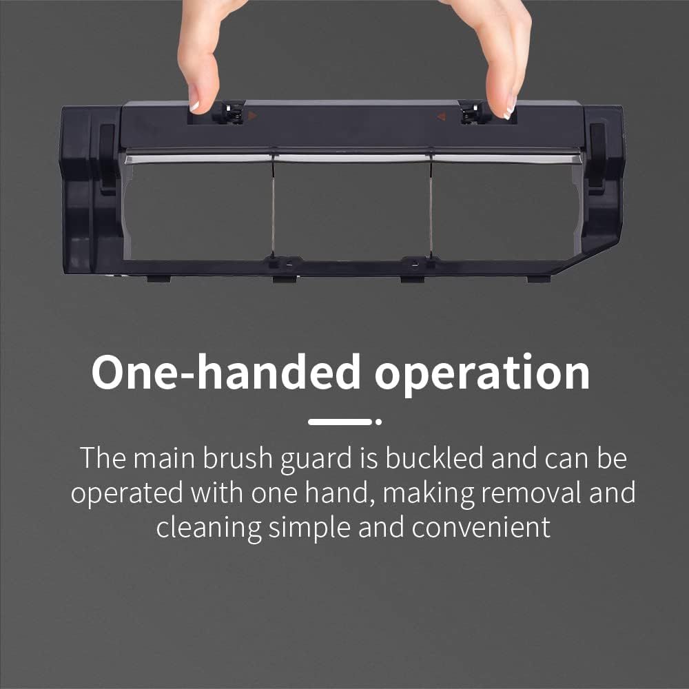 Main Brush Cover Replacement Compatible with S6 MaxV/Pure, S6, E4, S4 Max, S4, S5 Max, S5, E35 and E2 Robot Vacuum Cleaners, Black, 2-Pack.