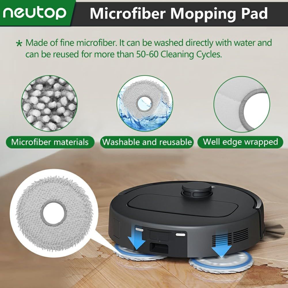 Replacement Parts Compatible with Ecovacs Deebot N30 Omni, N30 Pro Omni, Robot Vacuum Accessories 1 Roller 4 ilter 4 Side Brush 4 Mop Pad 4 Dust Bag