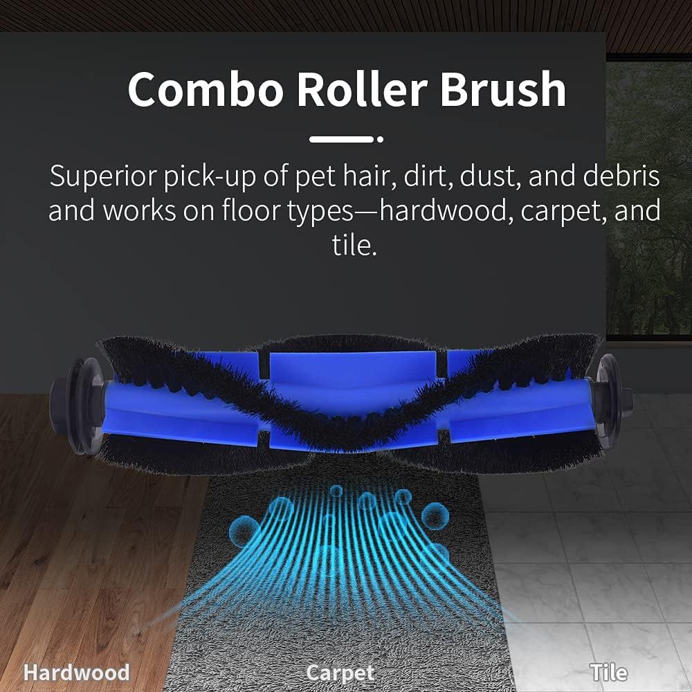 Replacement Parts Compatible with euy RoboVac 11S, 15T, 30, 30C, 15C, 12, 25C, 35C Accessories with 2 Main Rolling Brushes 6 ilter Sets 6 Side Brushes