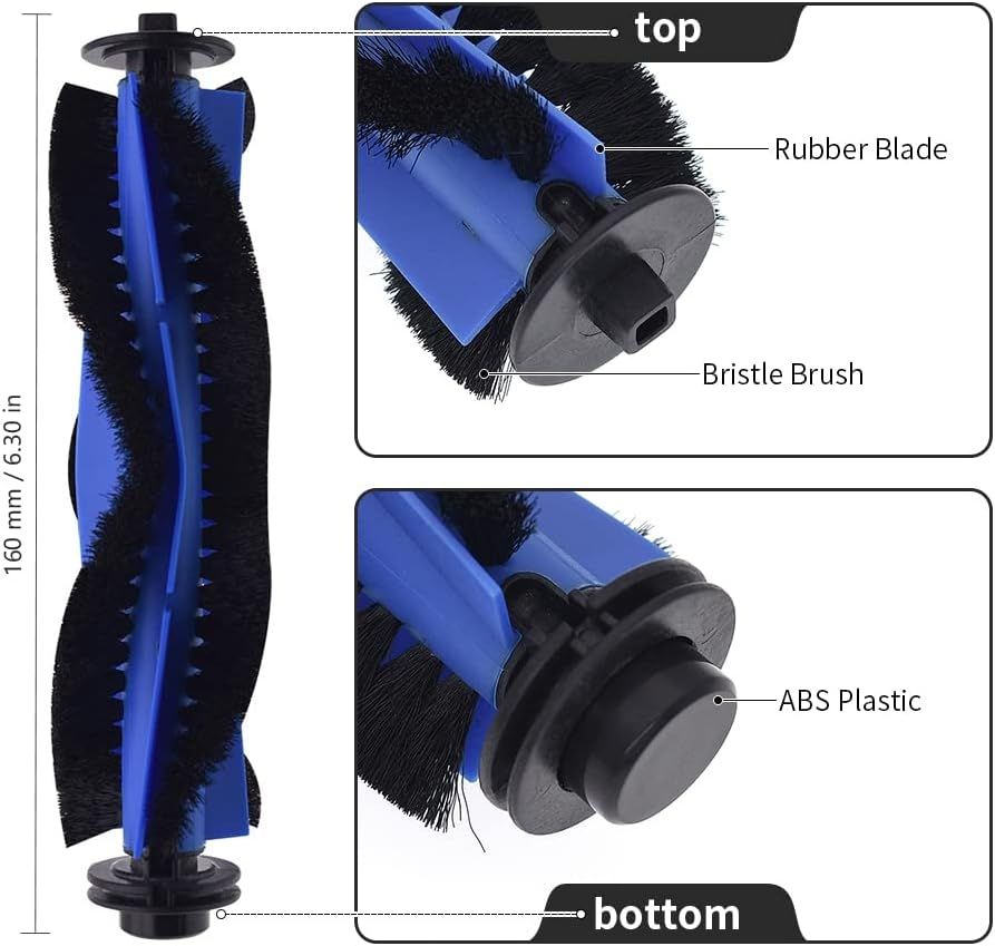 Replacement Parts Compatible with euy RoboVac 11S, 15T, 30, 30C, 15C, 12, 25C, 35C Accessories with 2 Main Rolling Brushes 6 ilter Sets 6 Side Brushes
