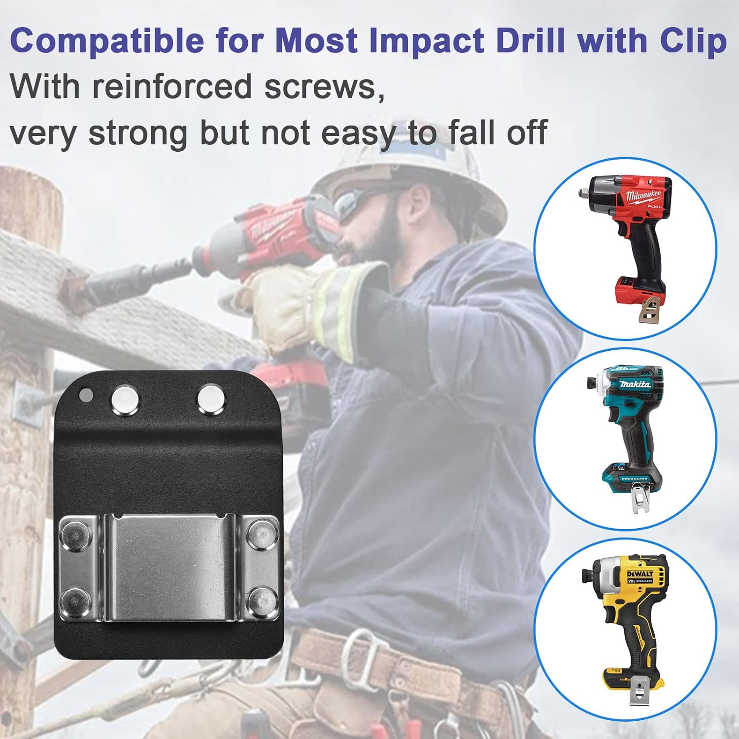 iGuerburn Drill Belt Holder & Hammer Holder Loop Clip on 2" Tool Belt for Impact Driver Drill Gun Nailer Rip Claw Framing Hammer