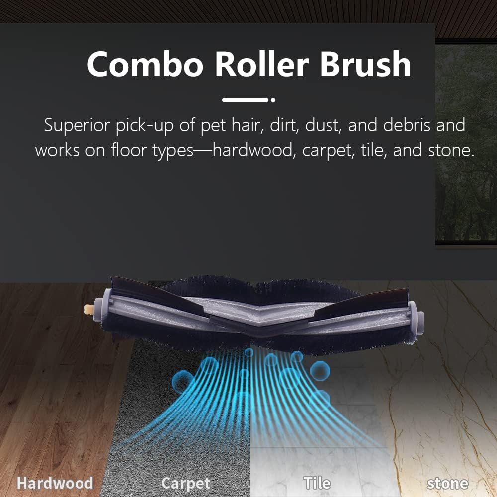 Replacement Parts Compatible with Ecovacs Deebot X1 Plus/Turbo/Omni, T10 Plus/Omni, Robot Vacuum Accessories 1 Roller 4 ilter Sets 6 Side Brushes.