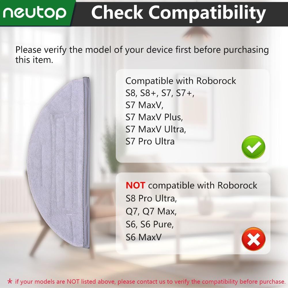 Mop Cloths Pads, Compatible with S8, S8+, S7, S7+, S7 MaxV Plus/MaxV Ultra/Pro Ultra, Robot Vacuum Cleaners, Washable Spare Parts Accessories, 6-Pack.