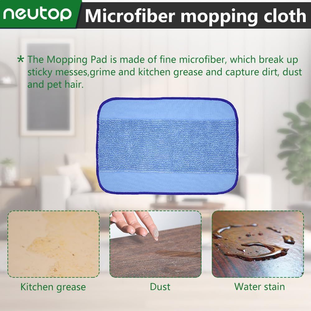 Microiber Washable Wet Mopping Cloths Pads Water Wick Caps Kit Replacement Compatible with iRobot Braava 320 380 381 380T 390 390T Mint 4200 4205 5200 5200C Model, 9 Wet Mops 5 Wick Cap.